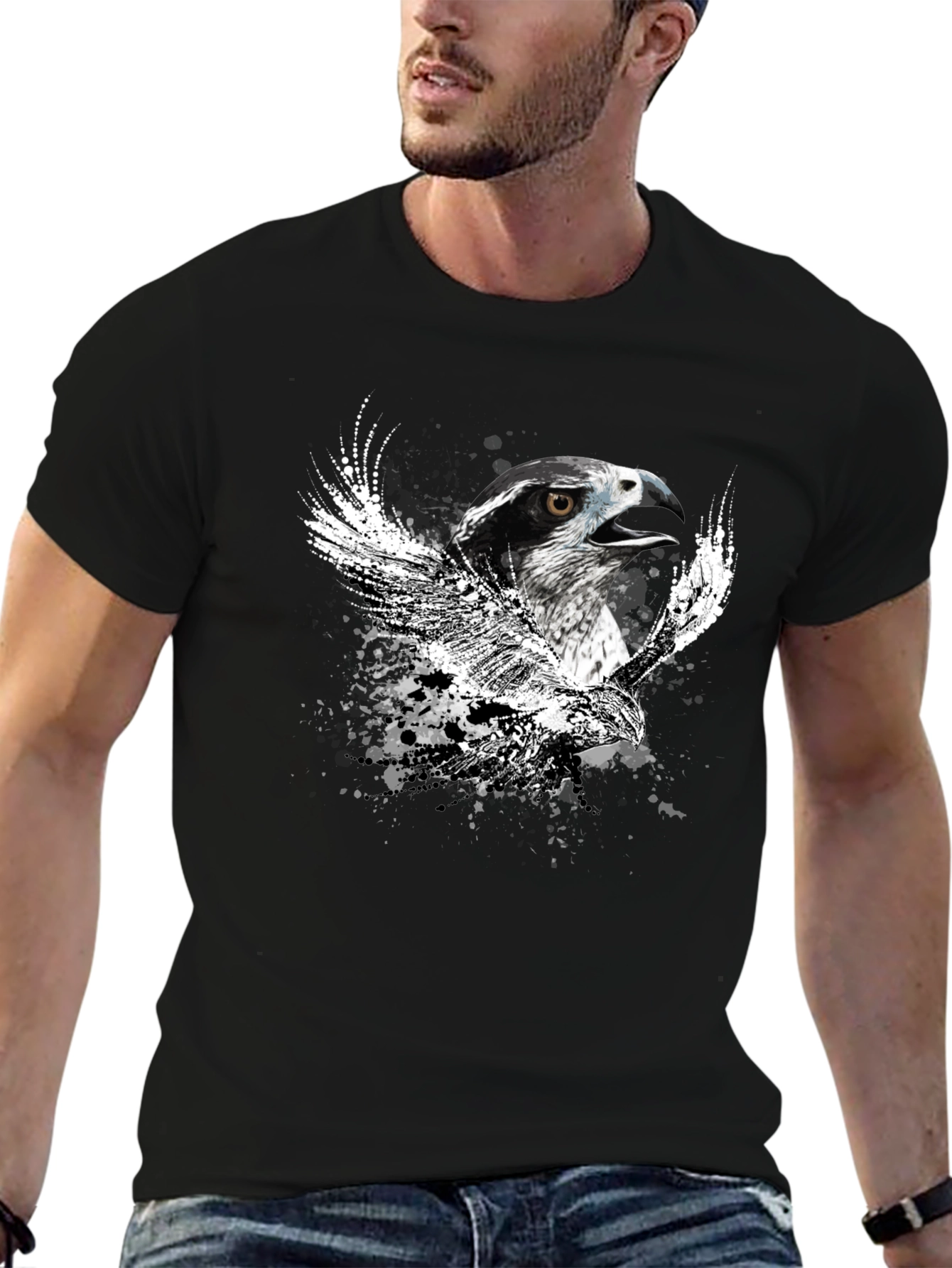 Black T-Shirt with Eagle Graphic