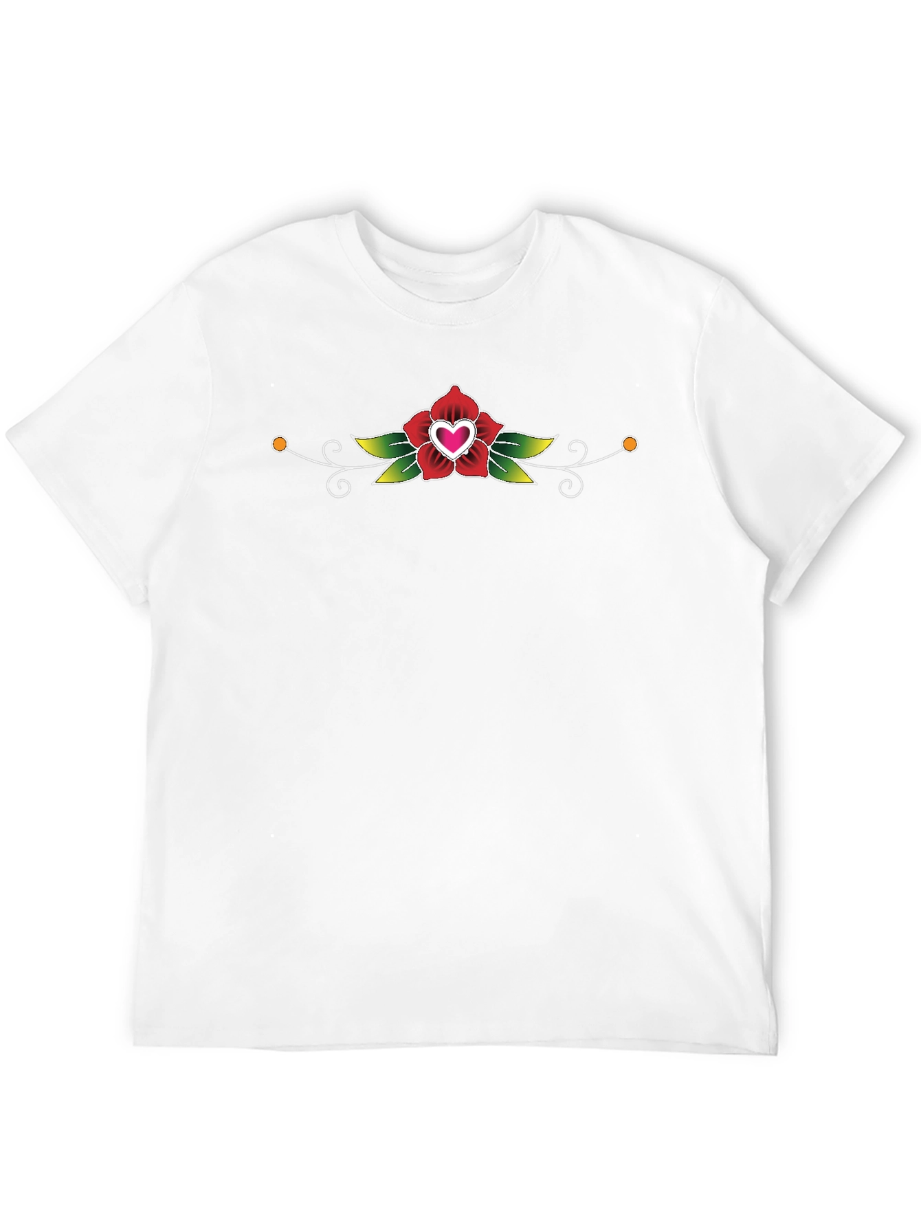 Black T-Shirt with Heart Rose Graphic