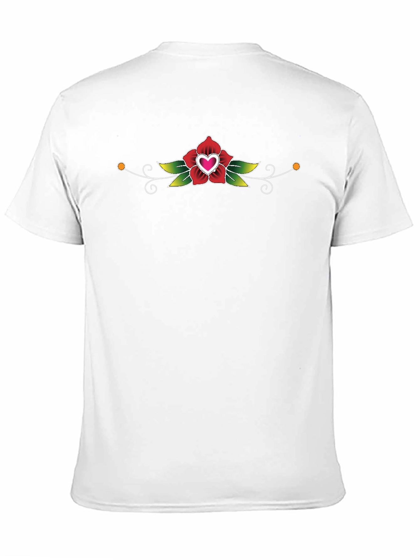 Black T-Shirt with Heart Rose Graphic