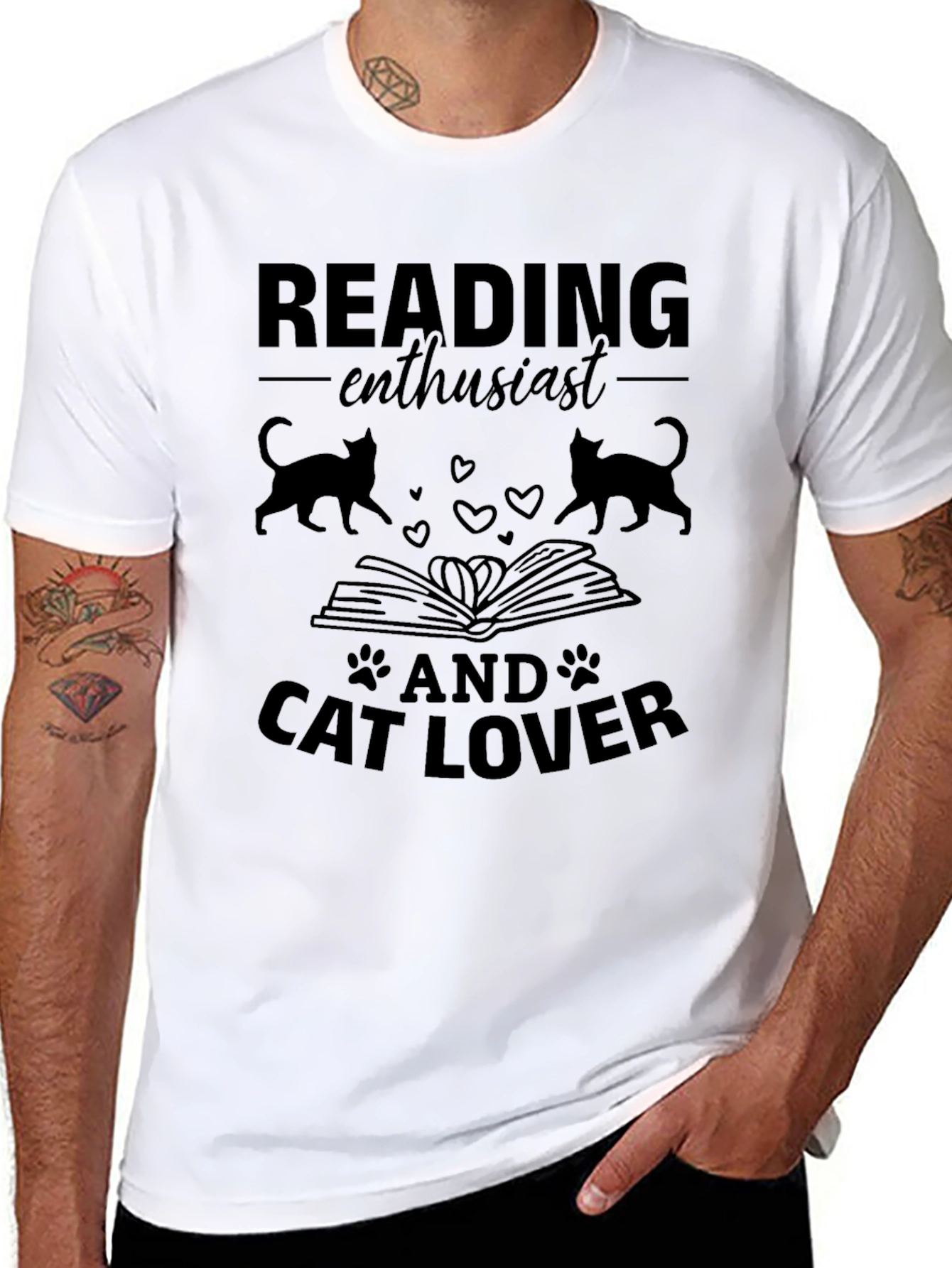 Reading Enthusiast & Cat Lover T-Shirt