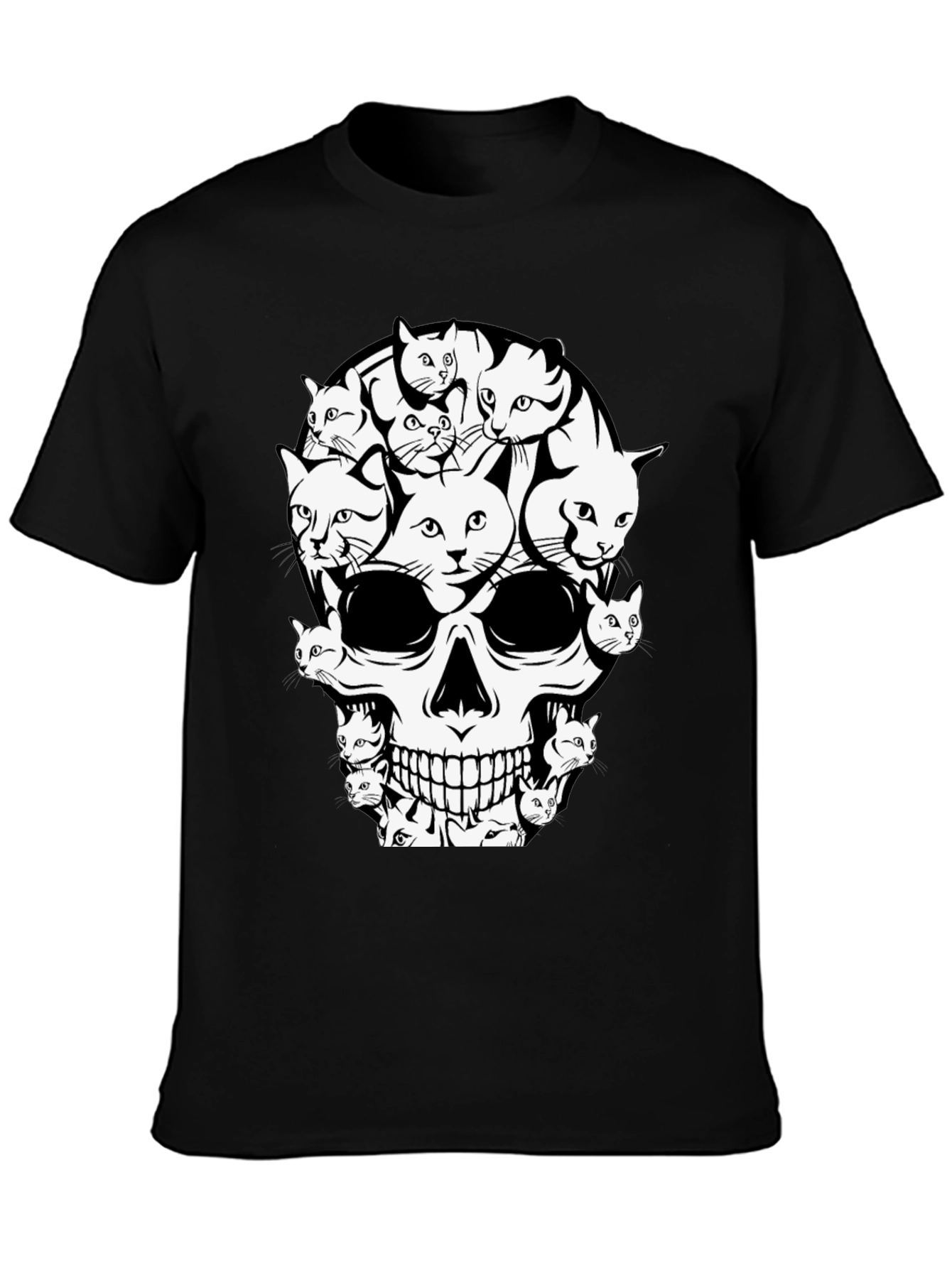 Cat Skull T-Shirt - Graphic Print Tee