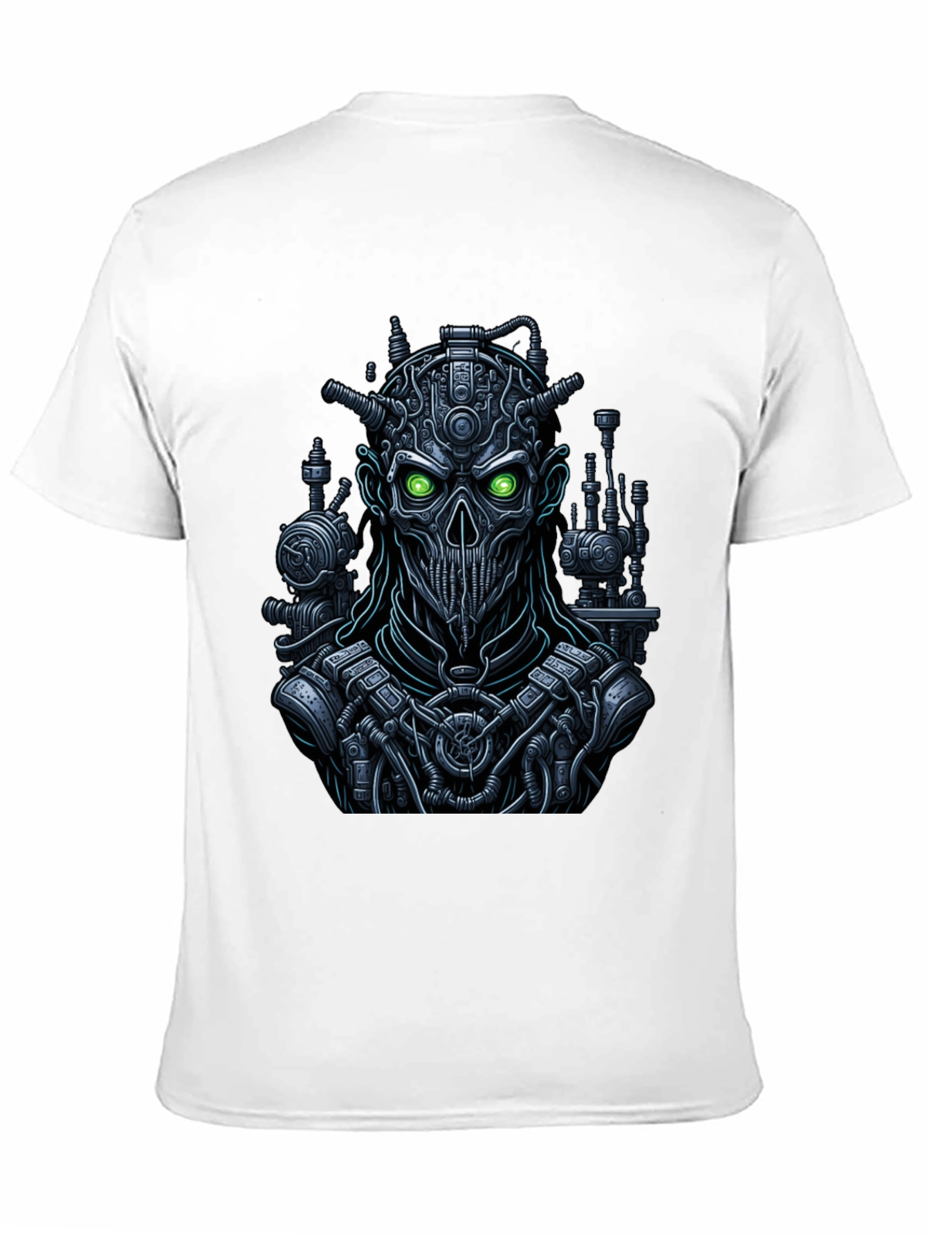Steampunk Robot Skull Graphic Tee - Black
