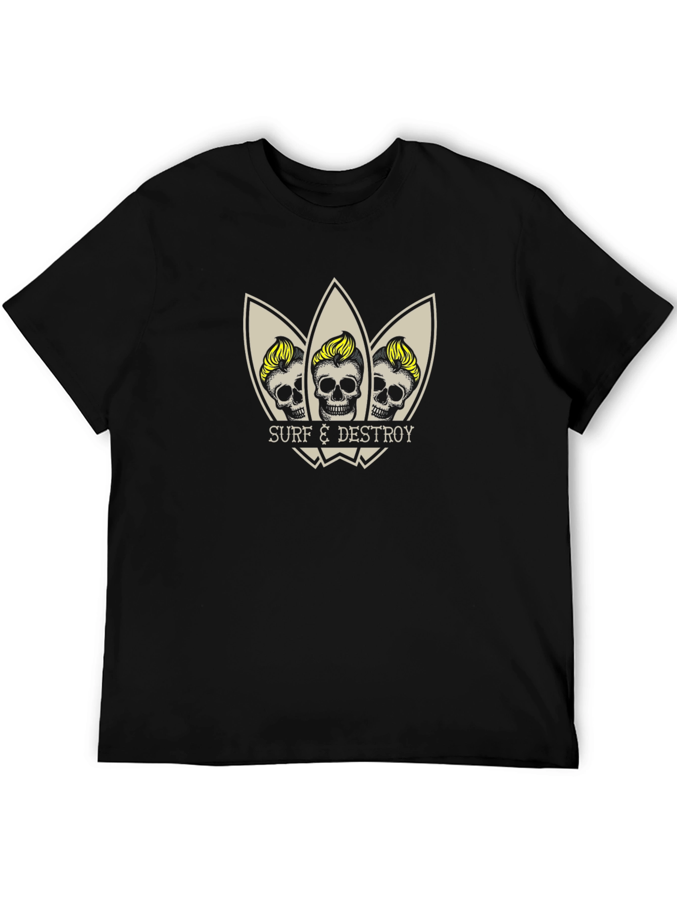 Surf & Destroy Graphic Tee - Black Cotton T-Shirt