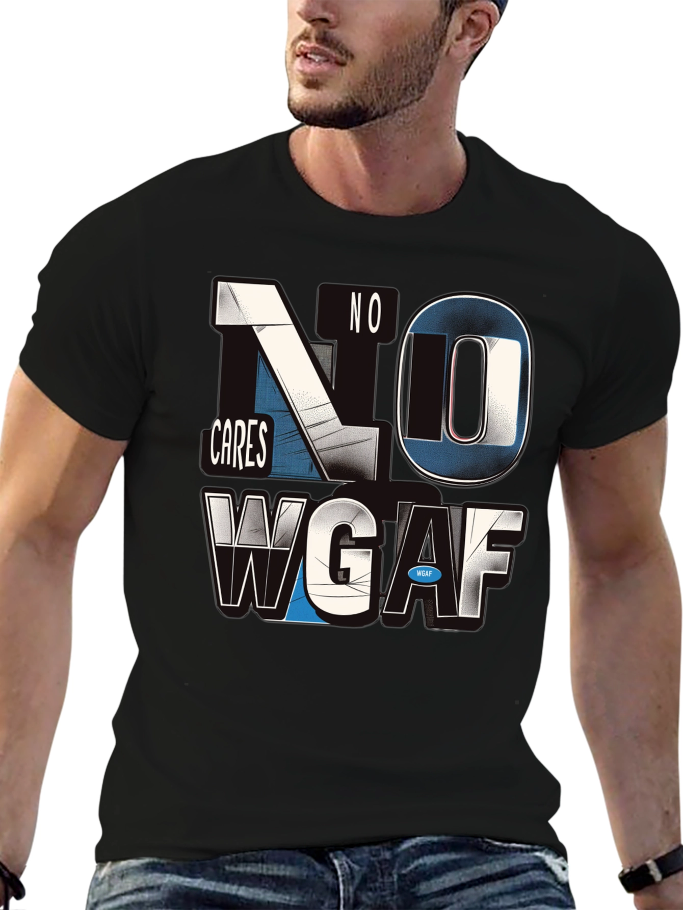 No Cares WGAF Graphic Black Tee