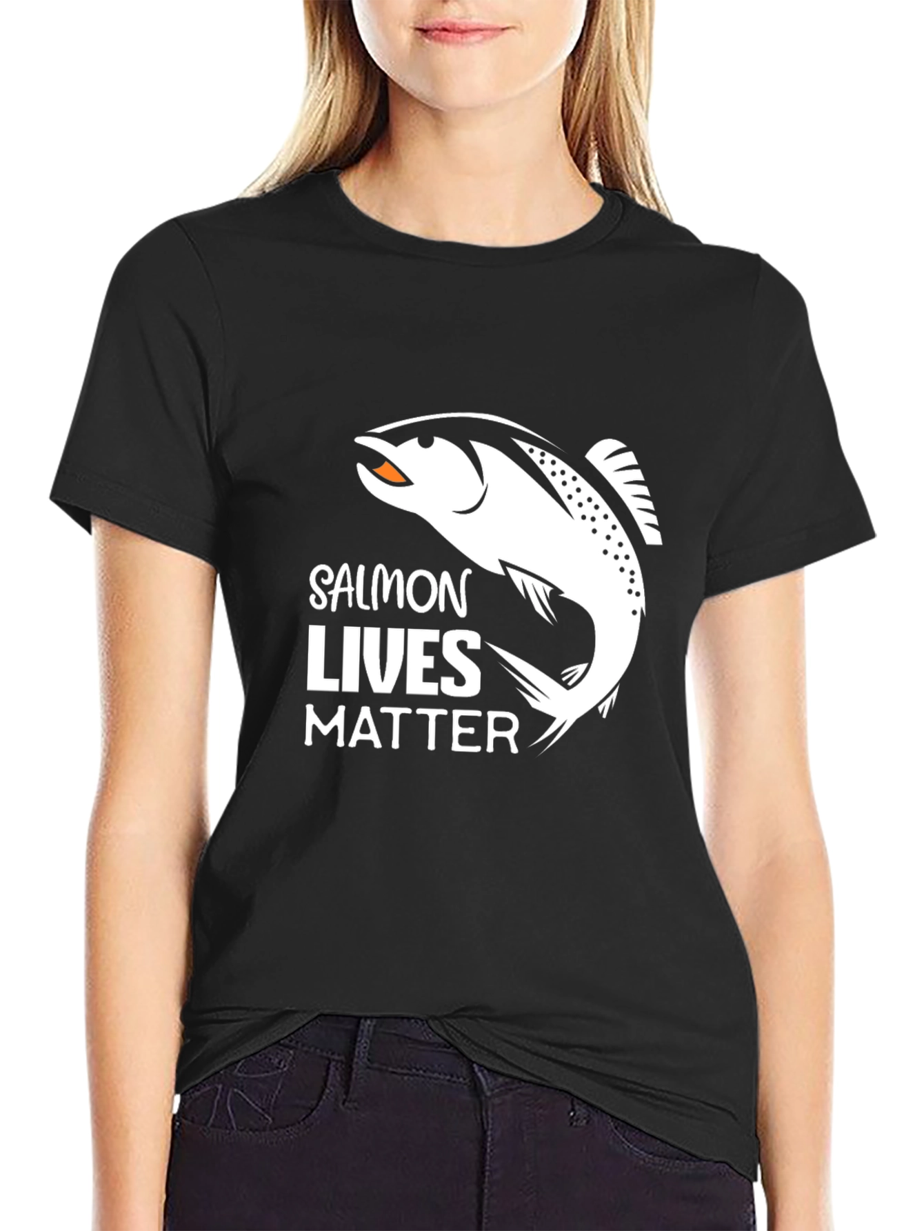 Salmon Lives Matter Graphic Tee - Black T-Shirt