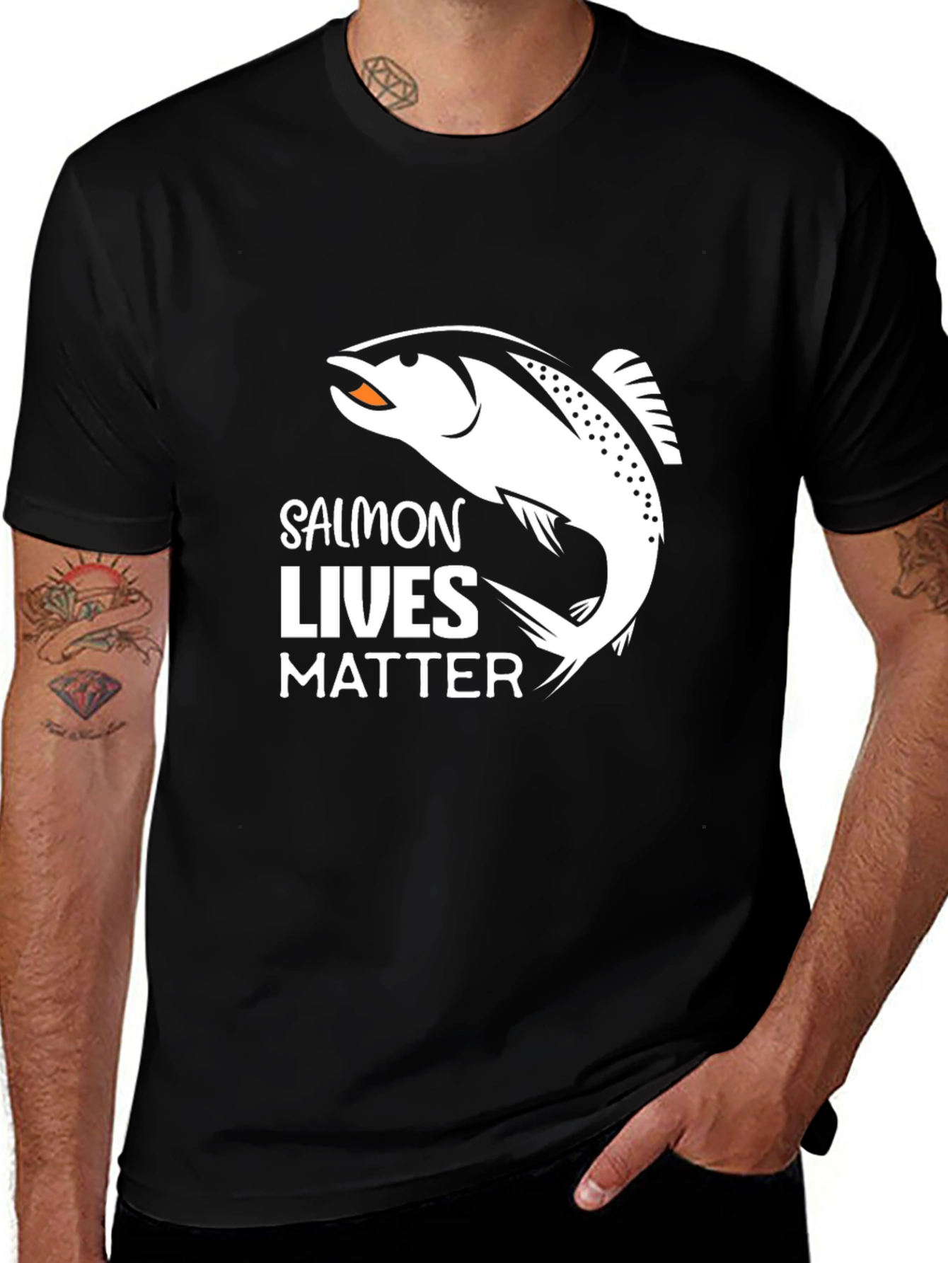 Salmon Lives Matter Graphic Tee - Black T-Shirt