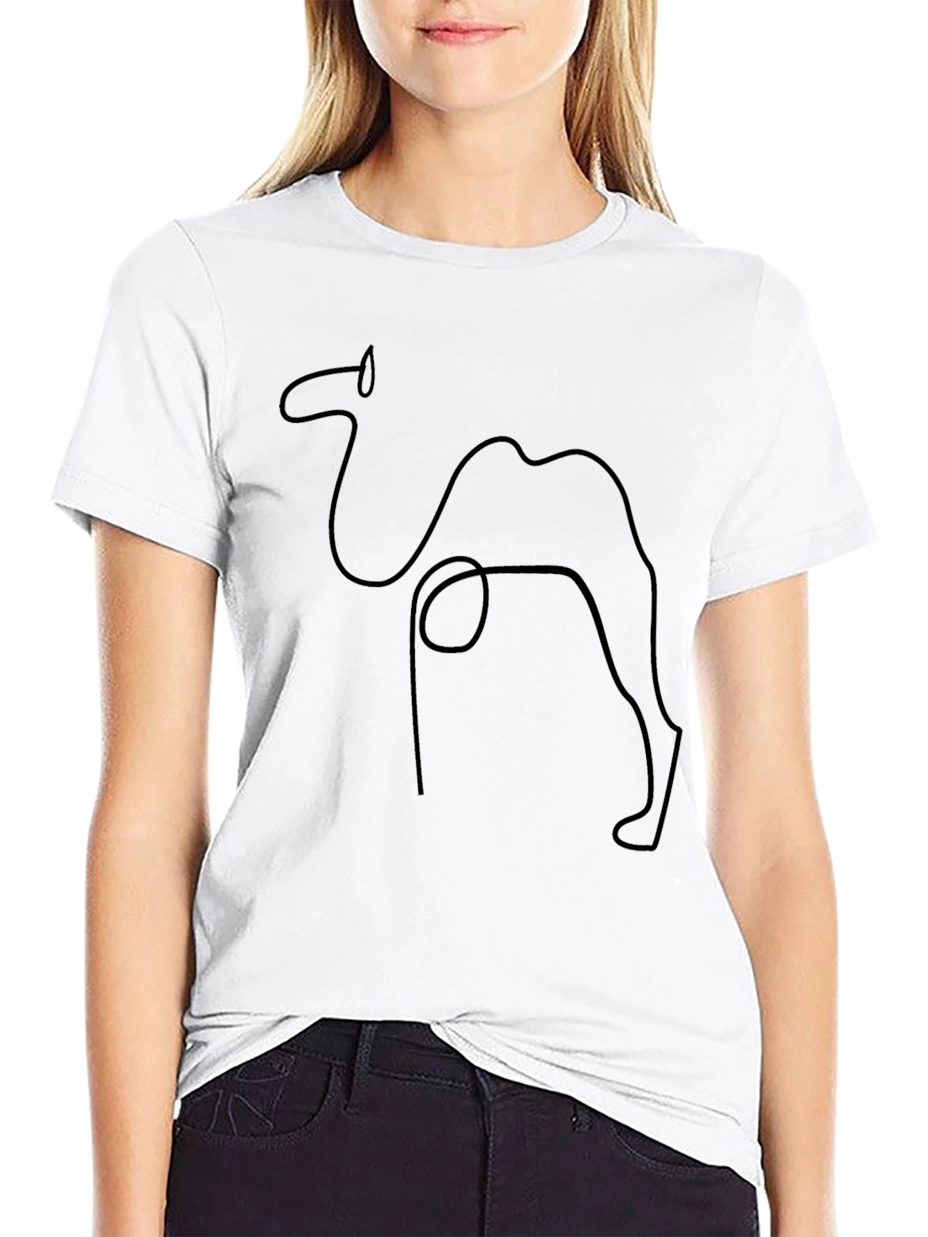 Minimalist Camel Outline Black T-Shirt