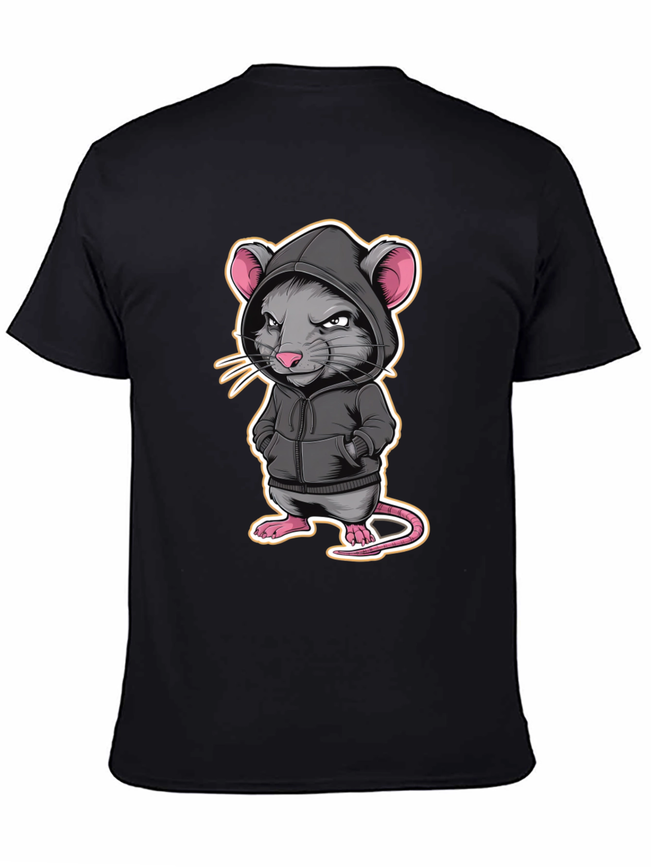 Hoodie Rat Graphic T-Shirt - Edgy Streetwear