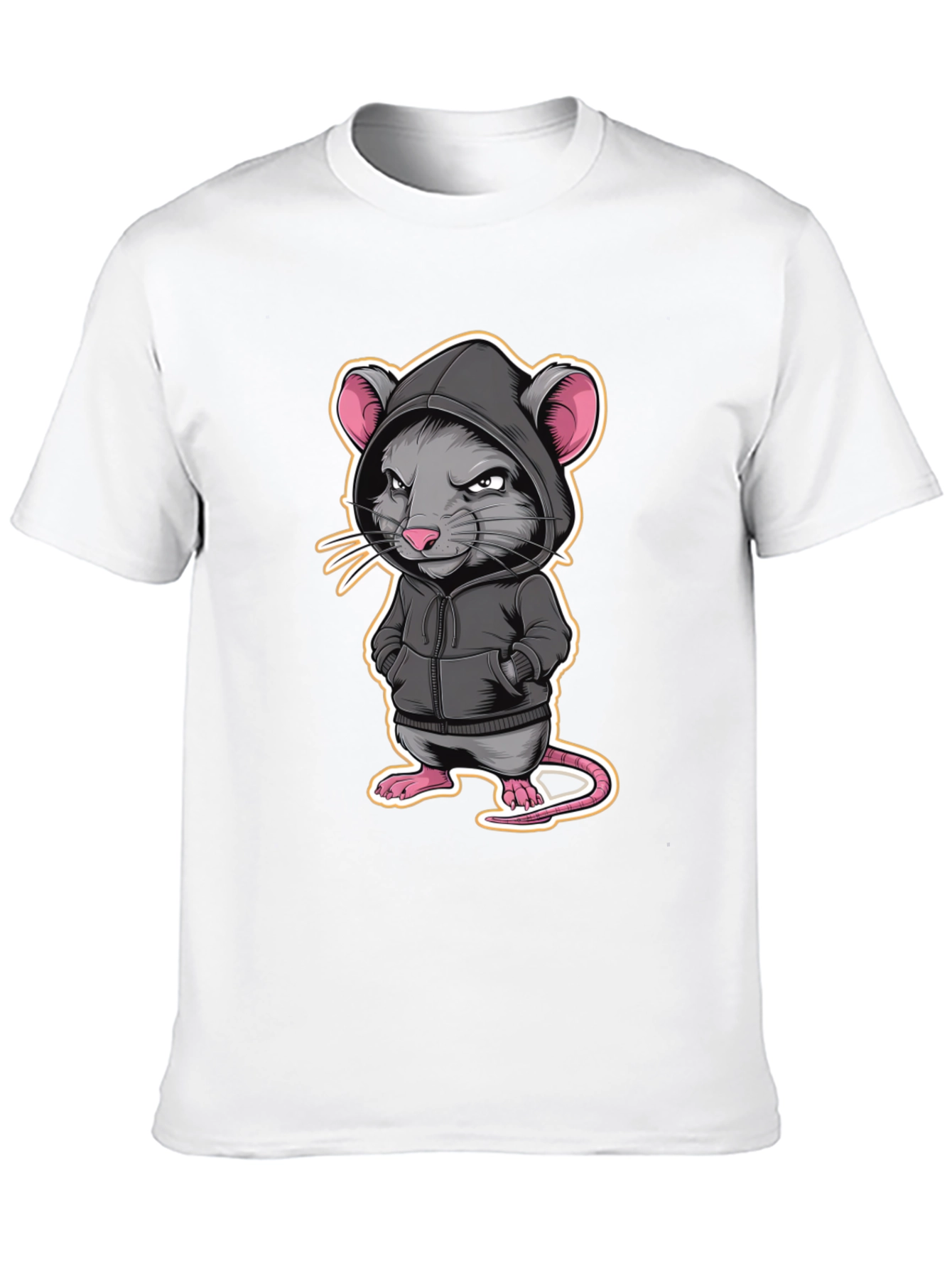 Hoodie Rat Graphic T-Shirt - Edgy Streetwear