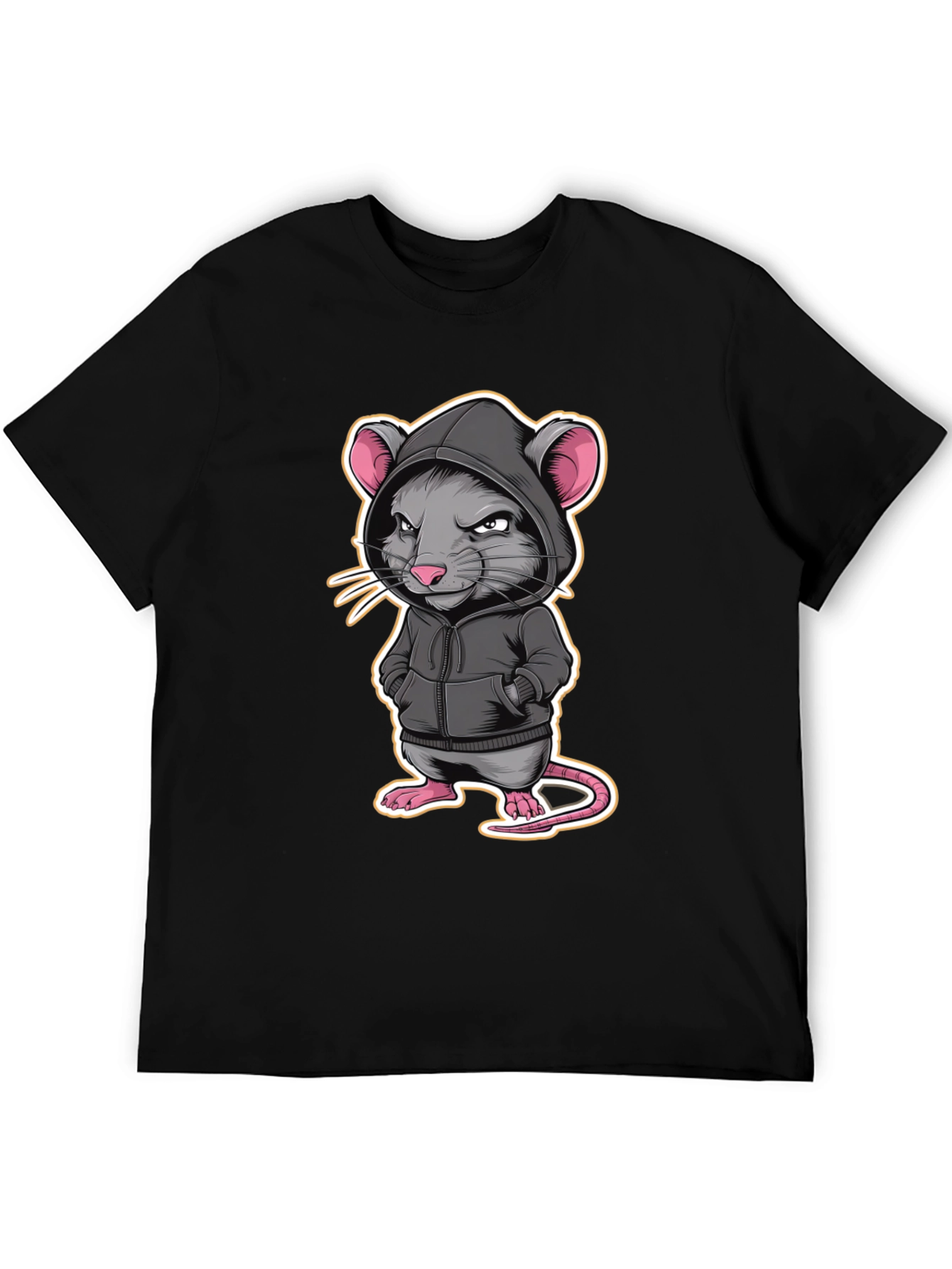 Hoodie Rat Graphic T-Shirt - Edgy Streetwear