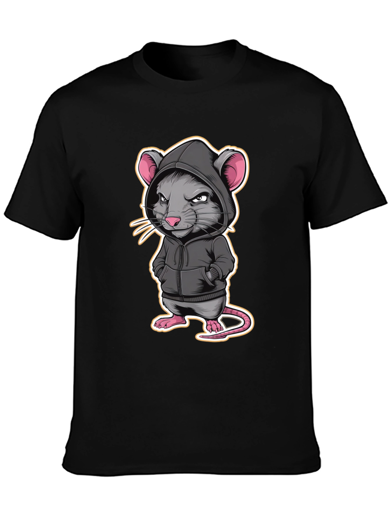 Hoodie Rat Graphic T-Shirt - Edgy Streetwear