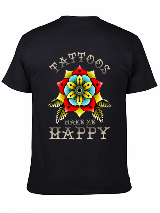 Tattoos Make Me Happy Black T-Shirt