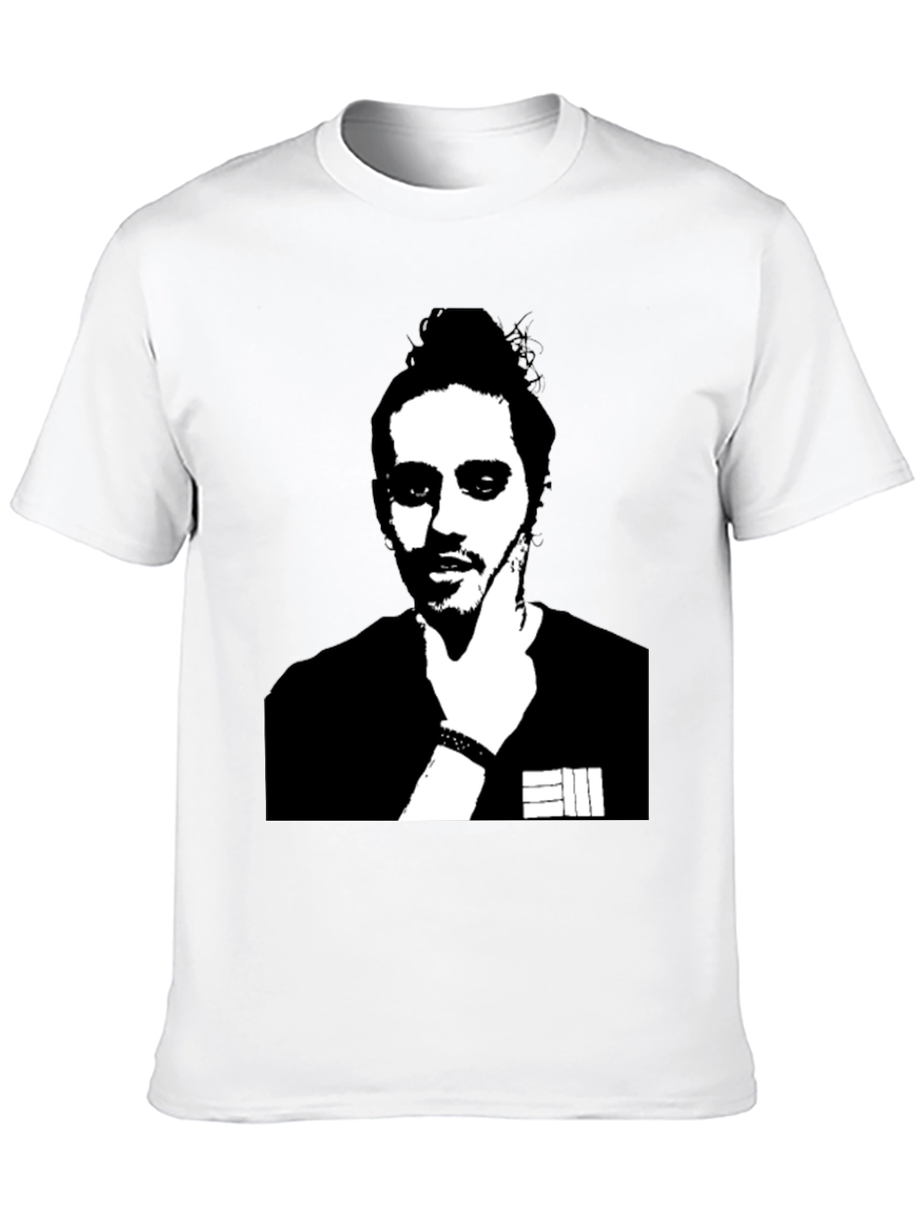 Black T-shirt with Mans Portrait Graphic