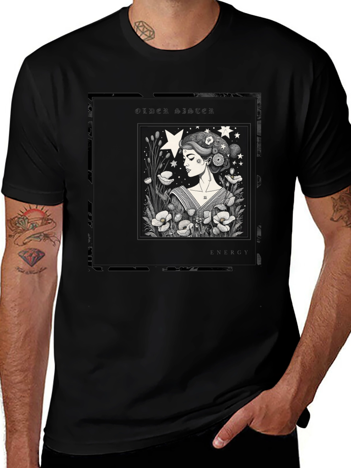 Older Sister Graphic Tee - Black Cotton Blend