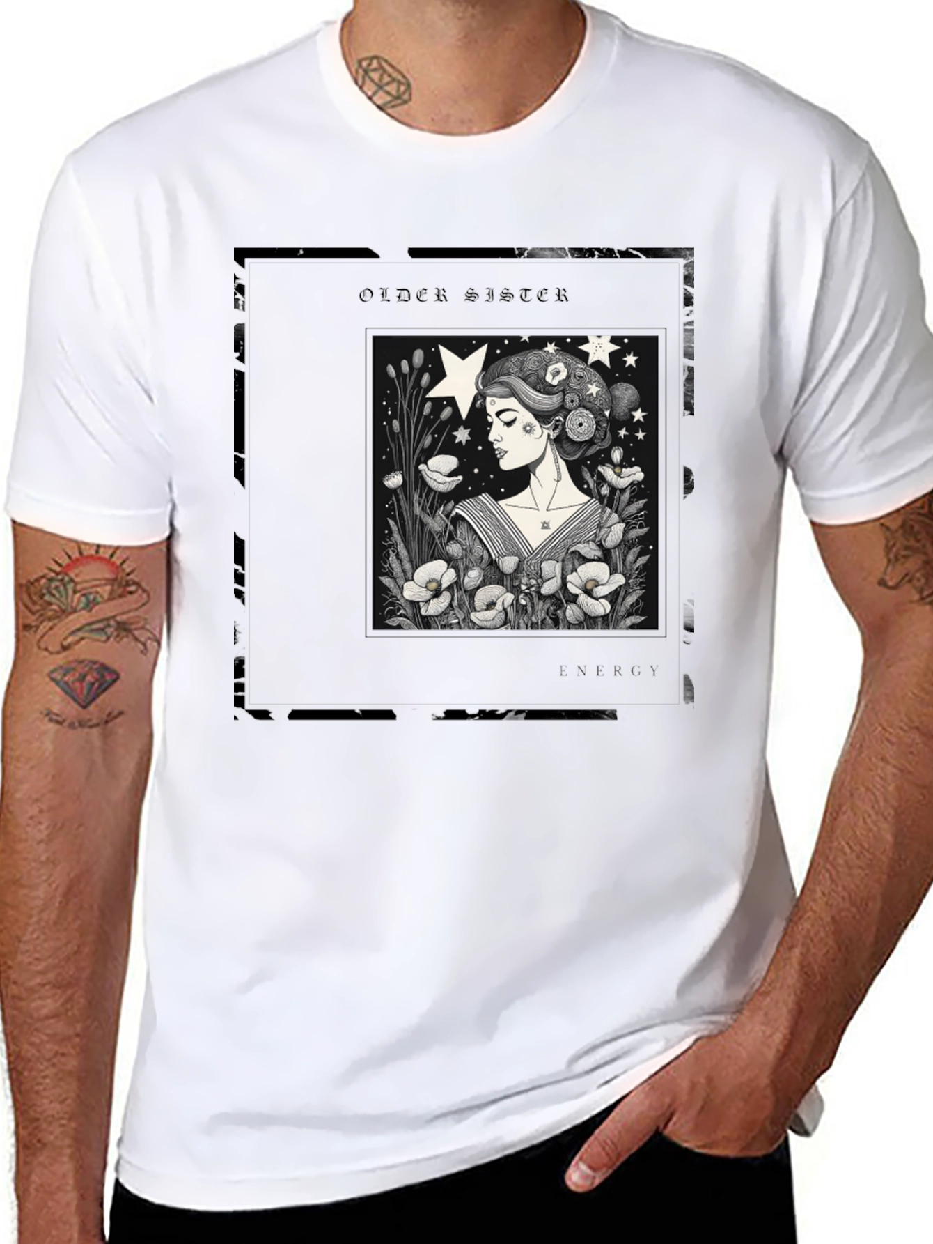 Older Sister Graphic Tee - Black Cotton Blend