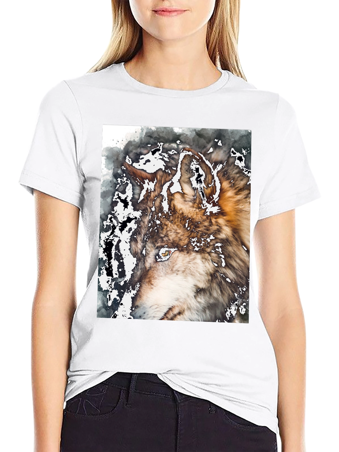 Wolf Graphic Tee - Black Cotton Blend