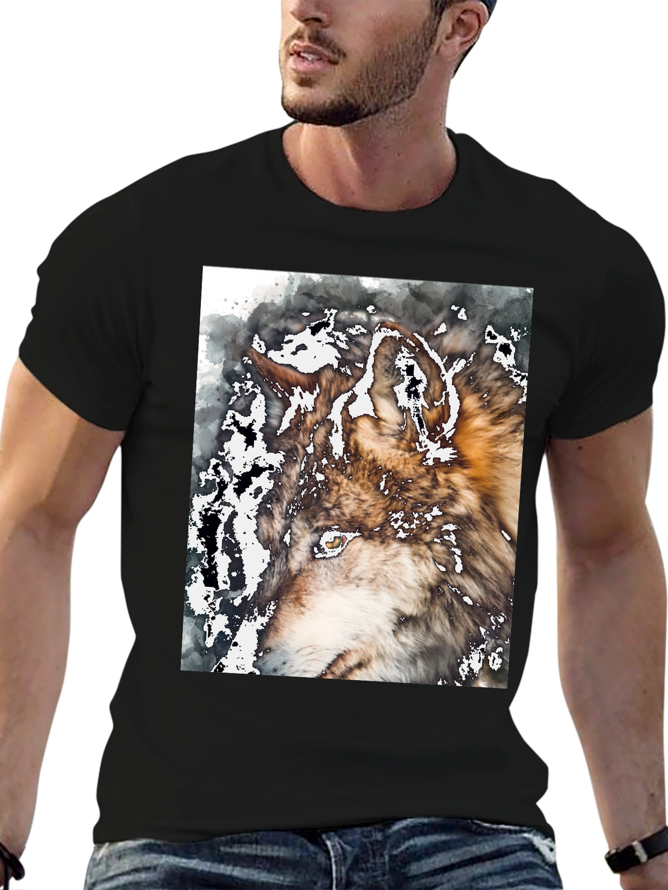 Wolf Graphic Tee - Black Cotton Blend