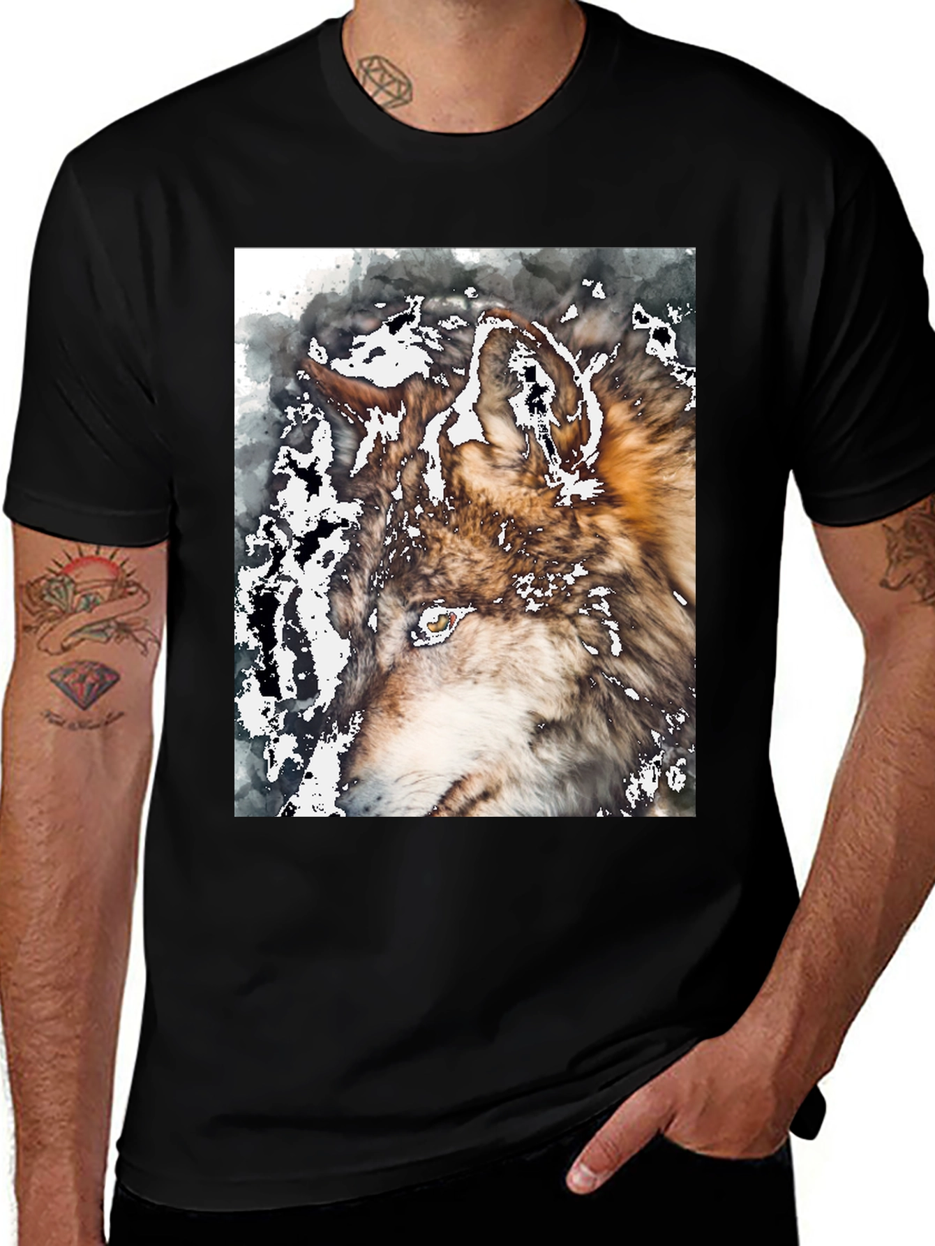 Wolf Graphic Tee - Black Cotton Blend