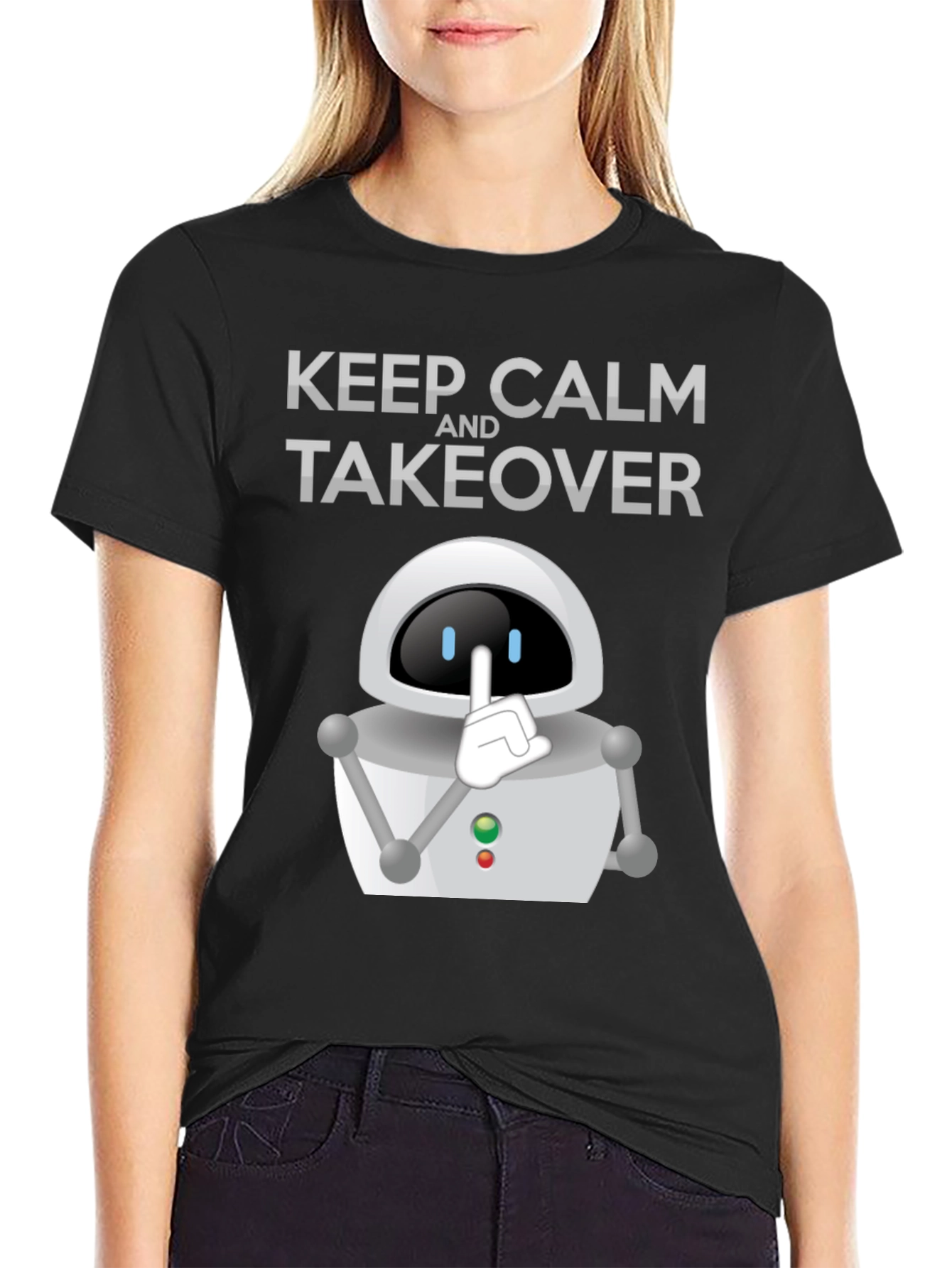 Keep Calm Robot Takeover T-Shirt - Black Graphic Tee