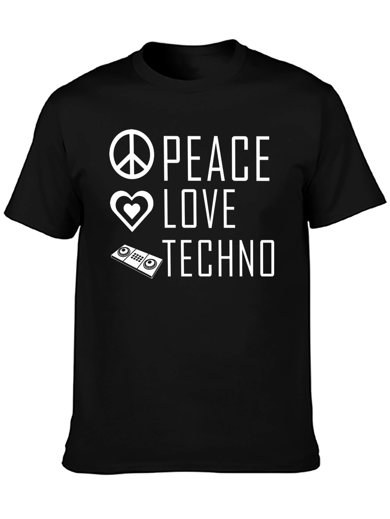 Peace Love Techno T-Shirt - Unisex Black Tee