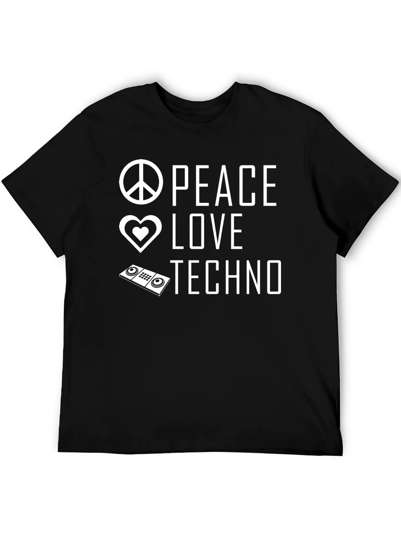 Peace Love Techno T-Shirt - Unisex Black Tee
