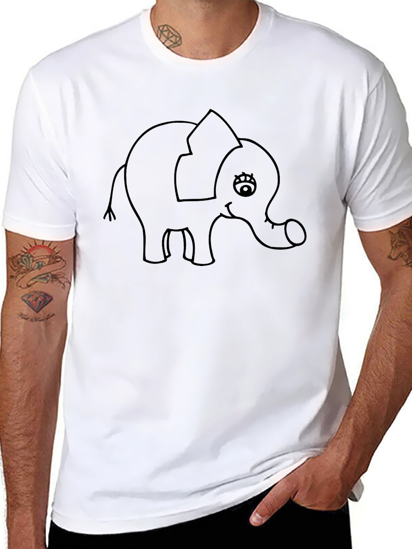 Cute Elephant Graphic Tee - Unisex Black T-Shirt