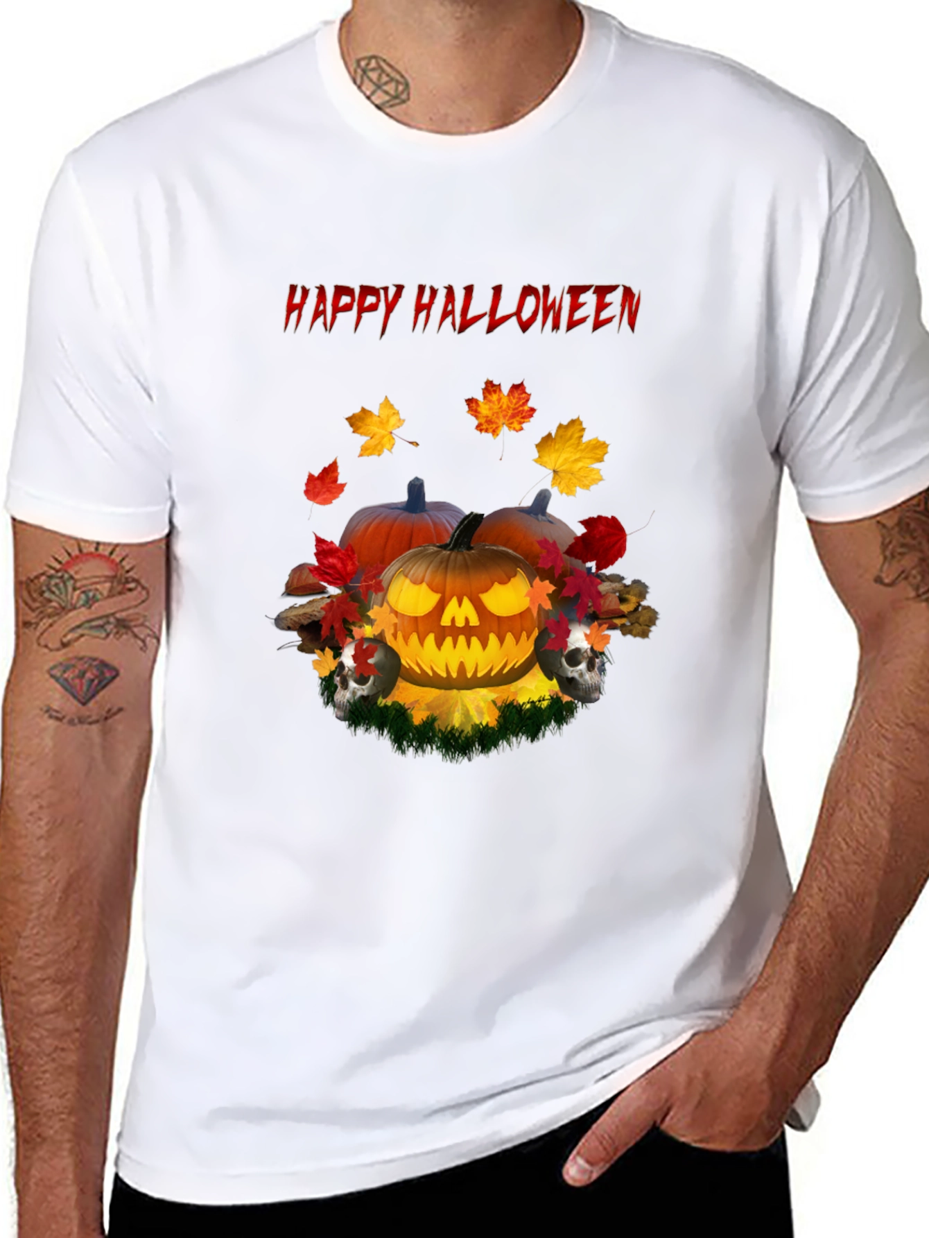 Happy Halloween Pumpkin Skull T-Shirt
