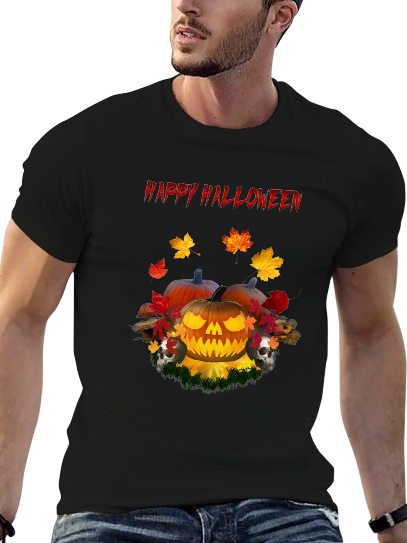Happy Halloween Pumpkin Skull T-Shirt