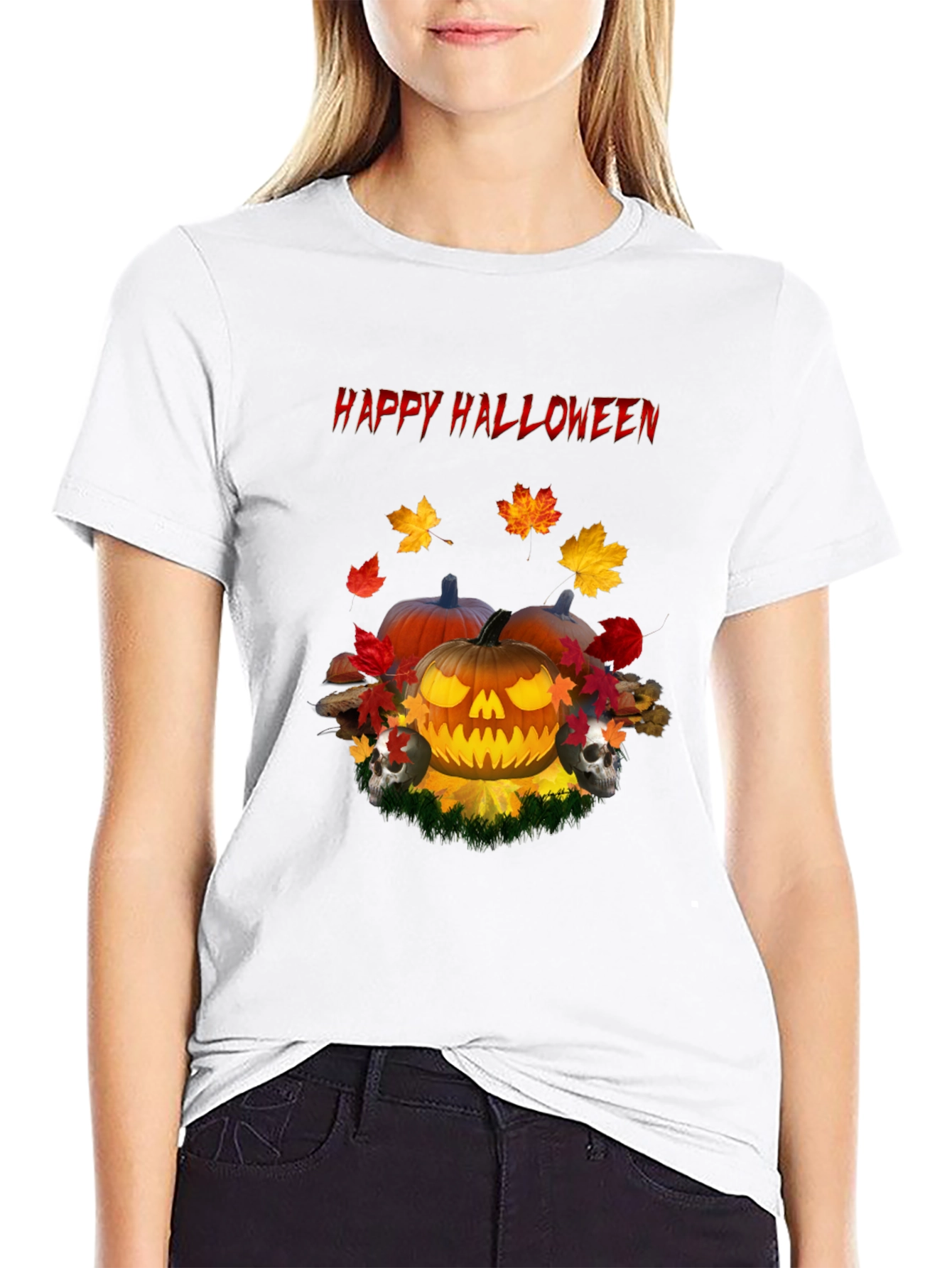 Happy Halloween Pumpkin Skull T-Shirt