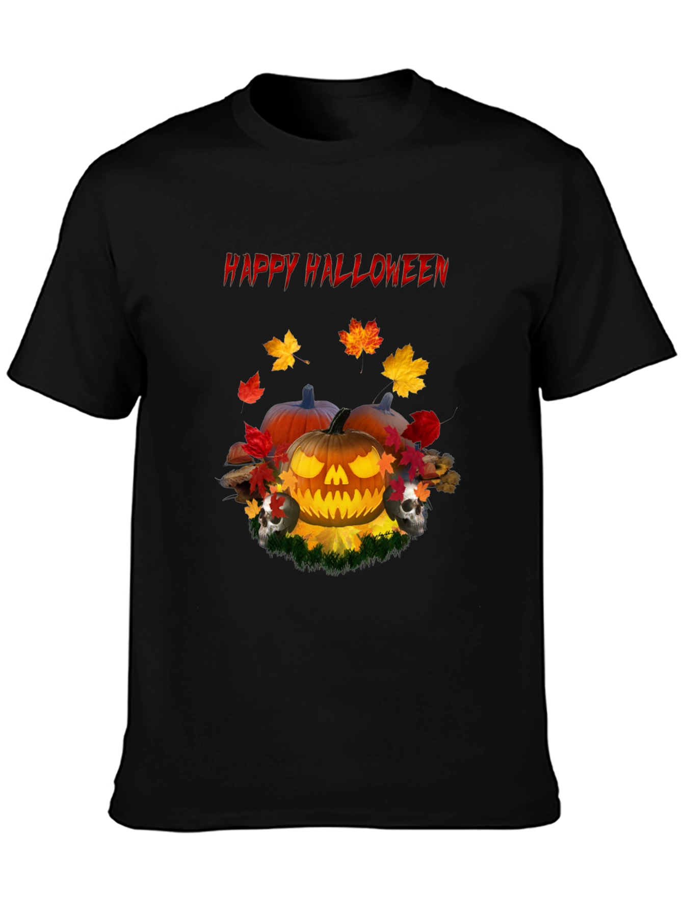 Happy Halloween Pumpkin Skull T-Shirt