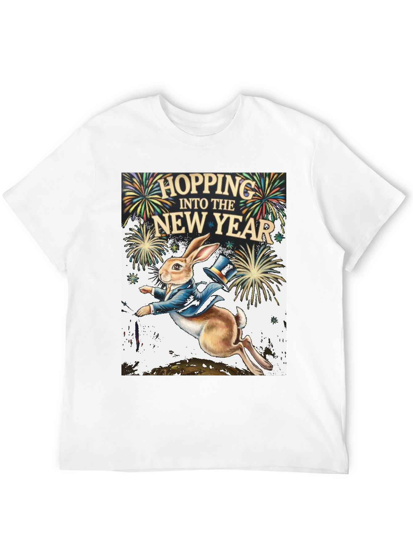 Hopping Into The New Year Black Graphic Tee