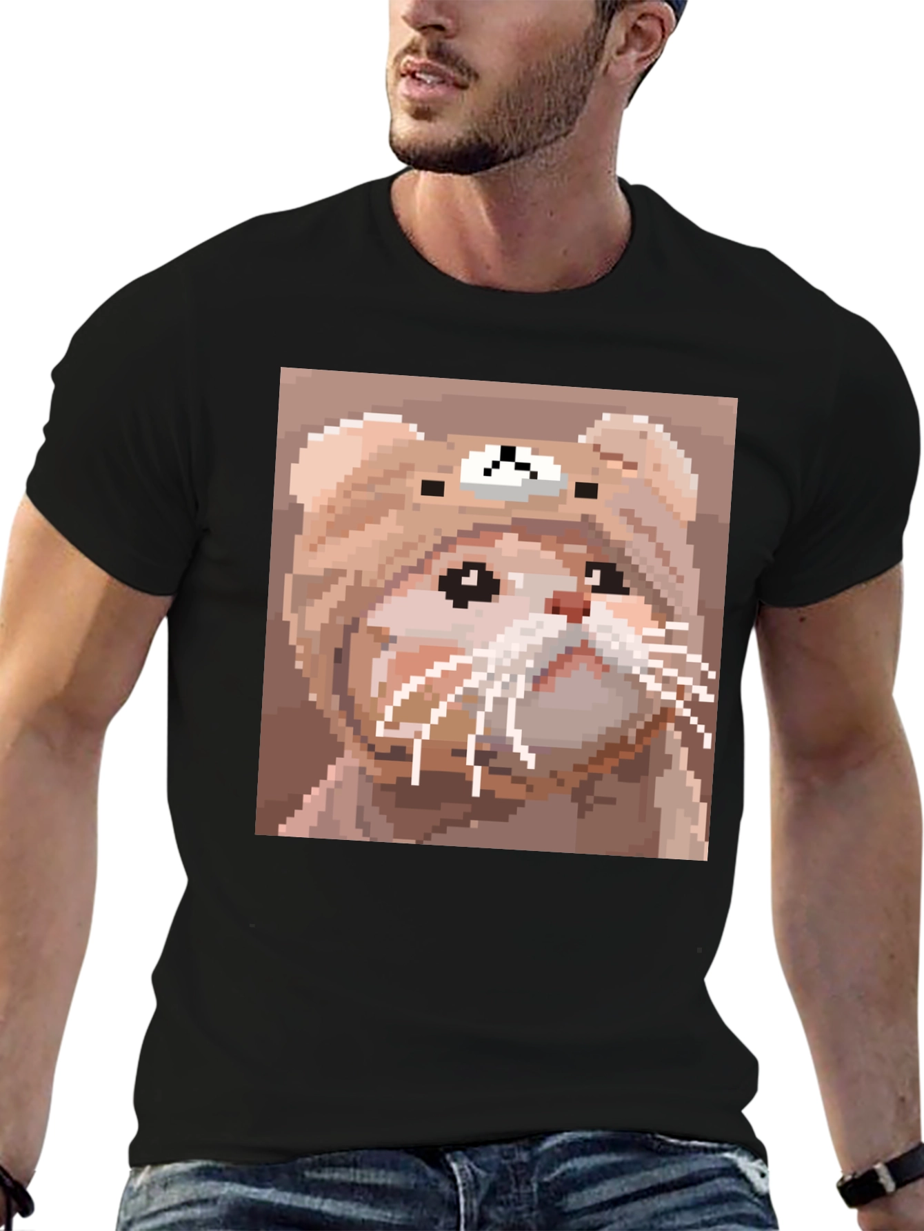 Pixel Cat T-Shirt - Cute Cartoon Bear