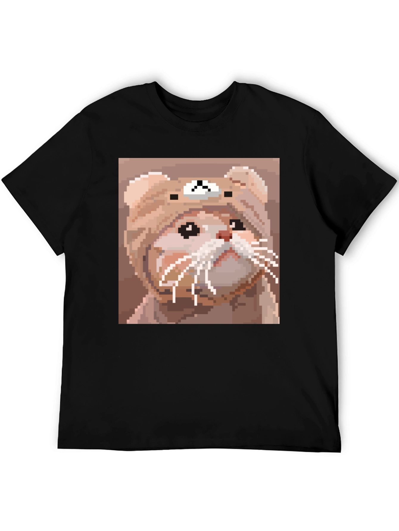 Pixel Cat T-Shirt - Cute Cartoon Bear