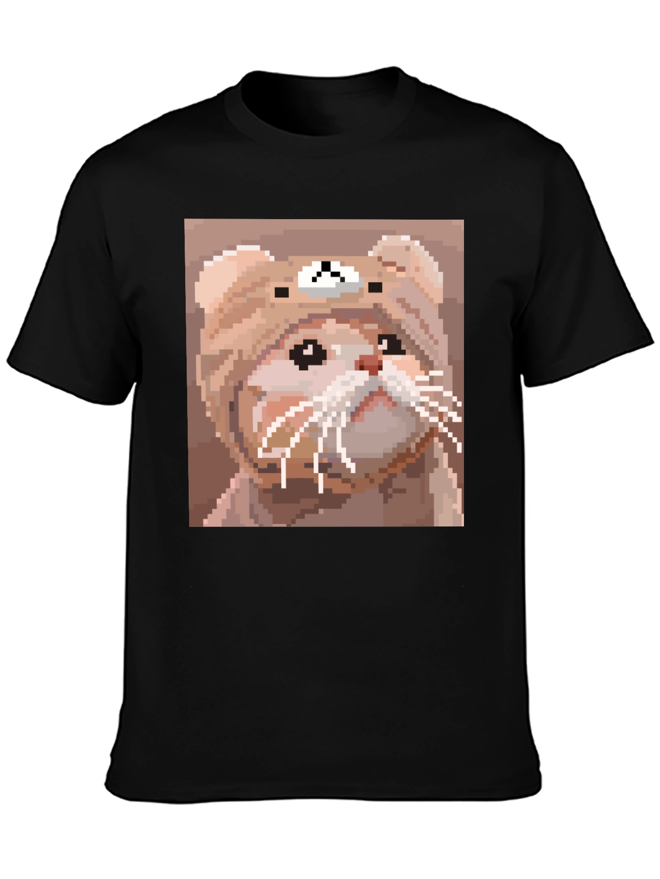 Pixel Cat T-Shirt - Cute Cartoon Bear