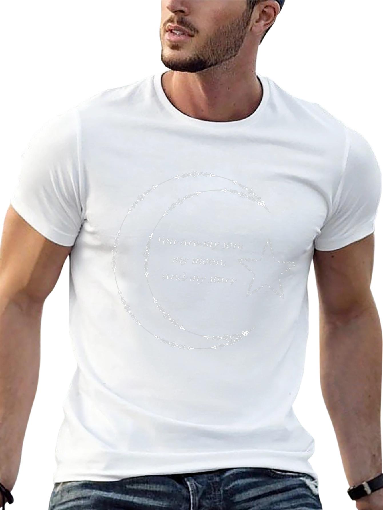 Celestial Son Moon Stars Graphic Tee - Black