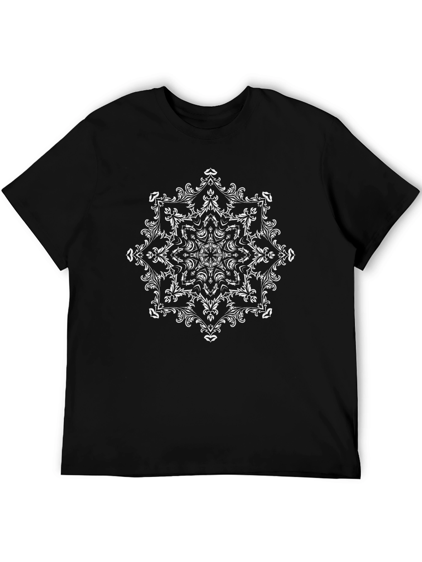 Black Tee with White Mandala Design