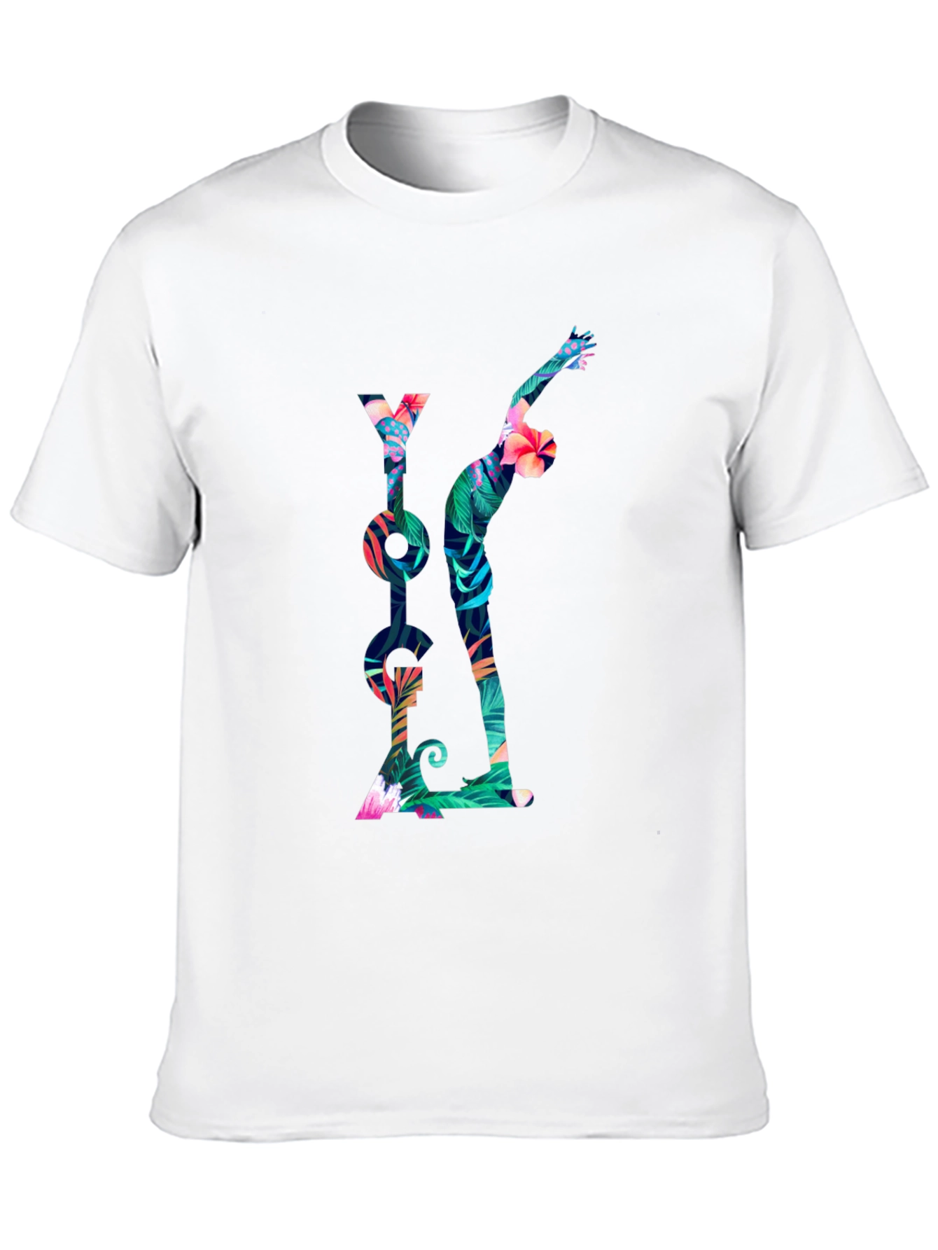 Tropical Yoga T-Shirt - Mens Black Tee