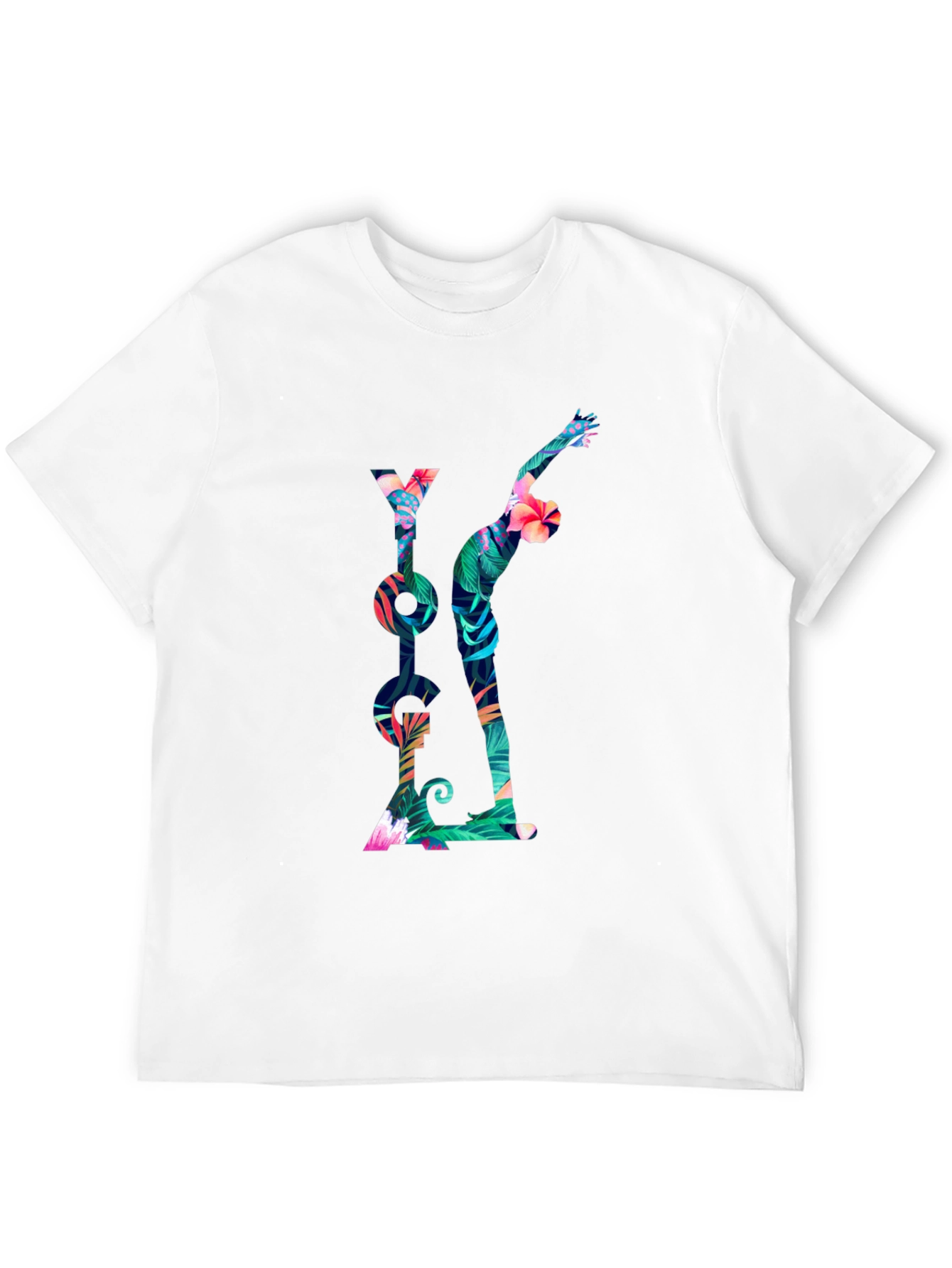 Tropical Yoga T-Shirt - Mens Black Tee