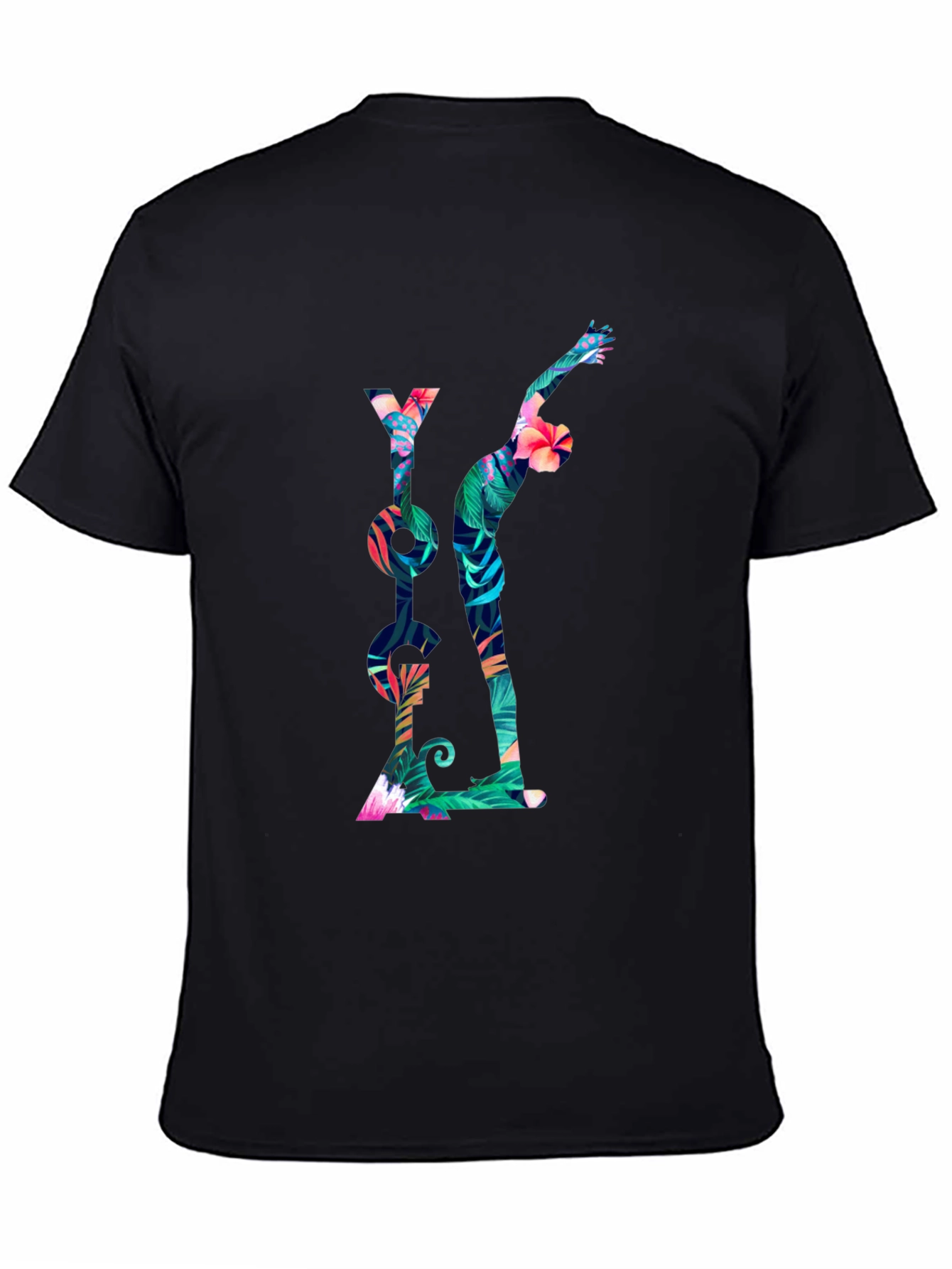 Tropical Yoga T-Shirt - Mens Black Tee