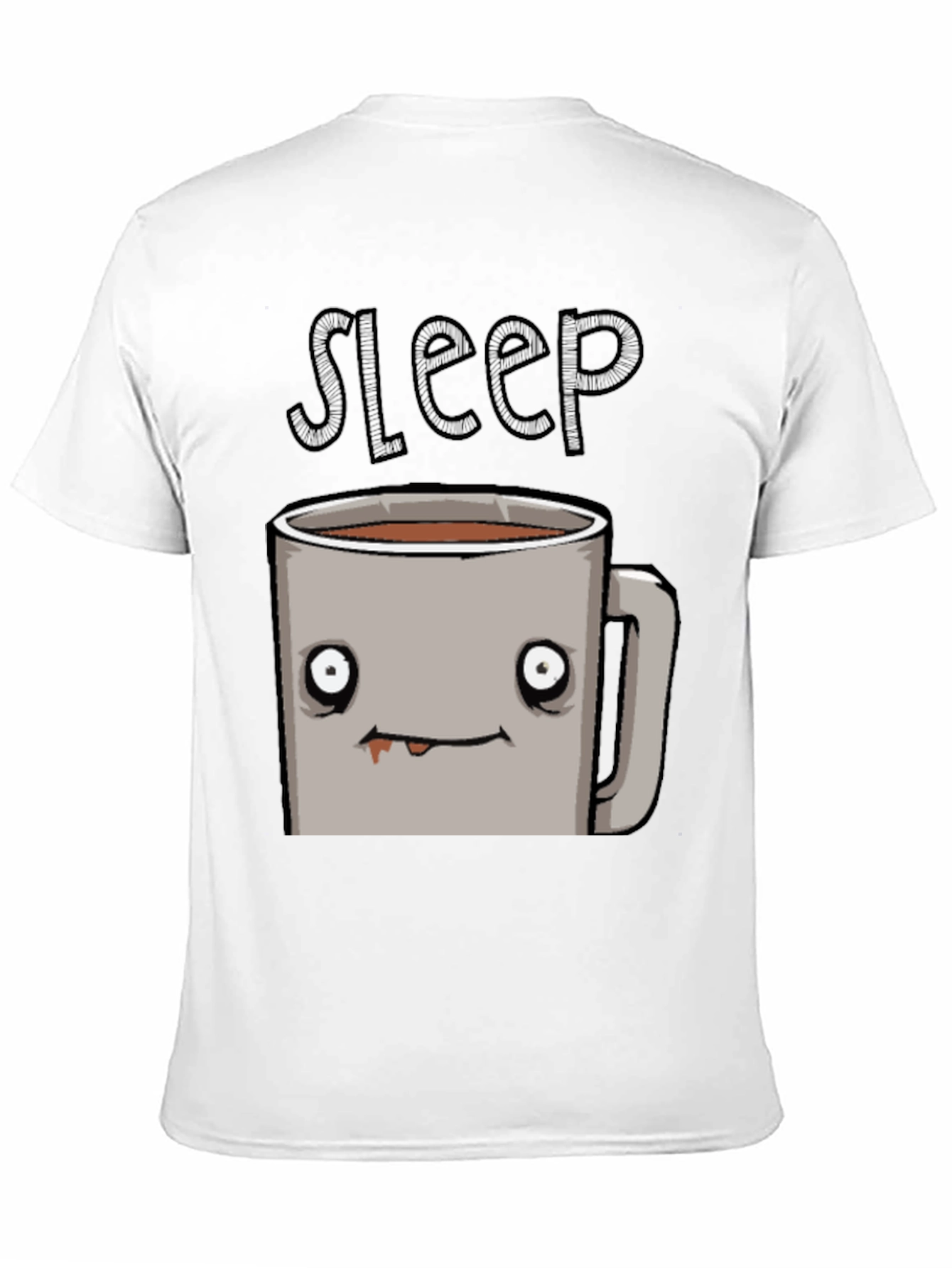 Sleepy Coffee Cup Graphic Tee - Soft Black T-Shirt
