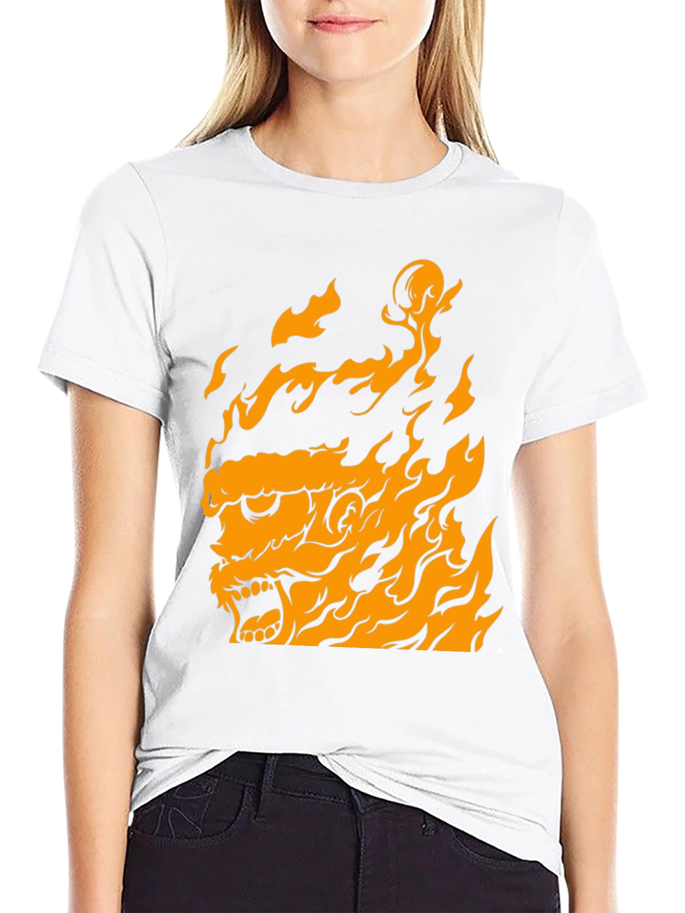 Fiery Beast Graphic Print T-Shirt