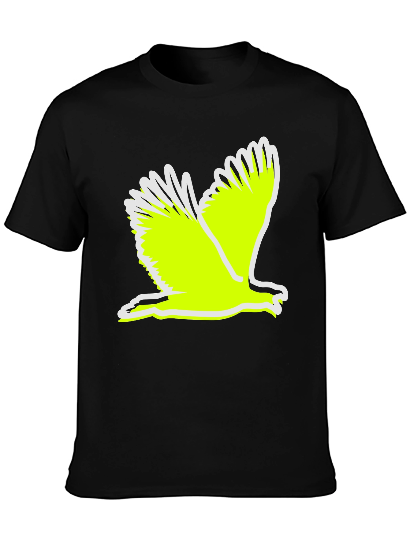 Black T-Shirt with Flying Bird Graphic