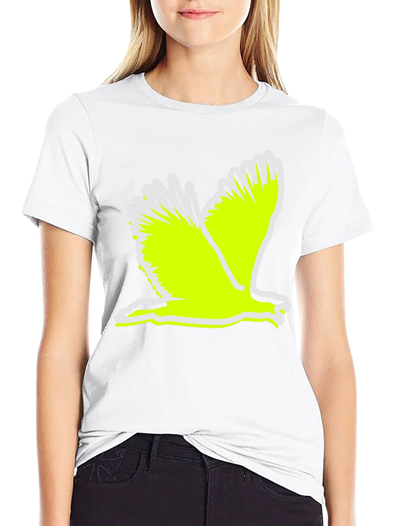 Black T-Shirt with Flying Bird Graphic