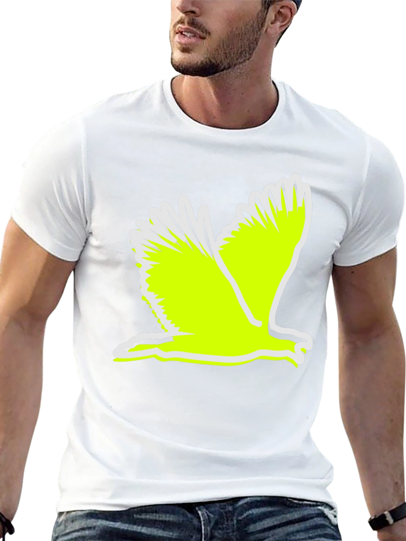 Black T-Shirt with Flying Bird Graphic