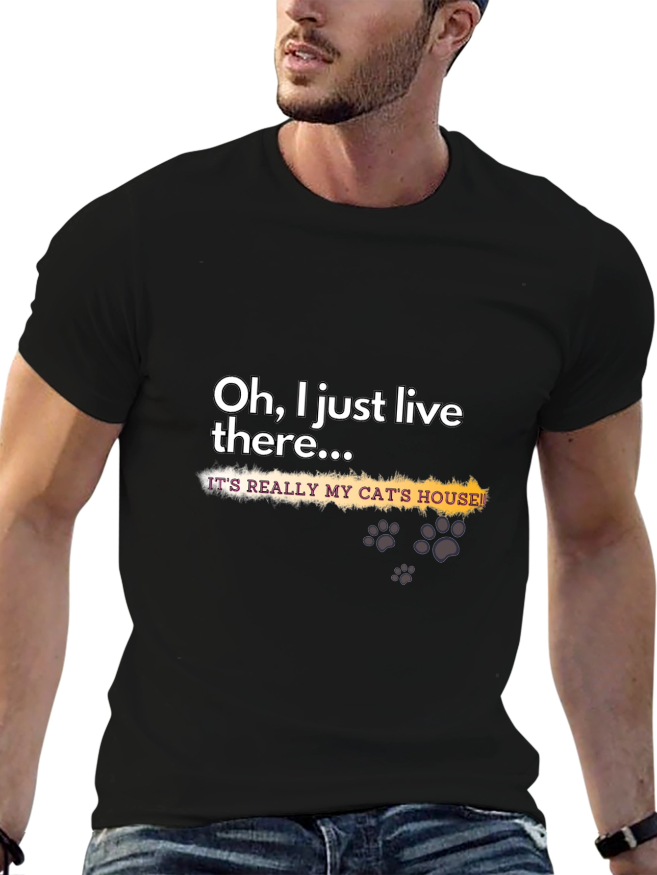 Funny Cat House Graphic T-Shirt