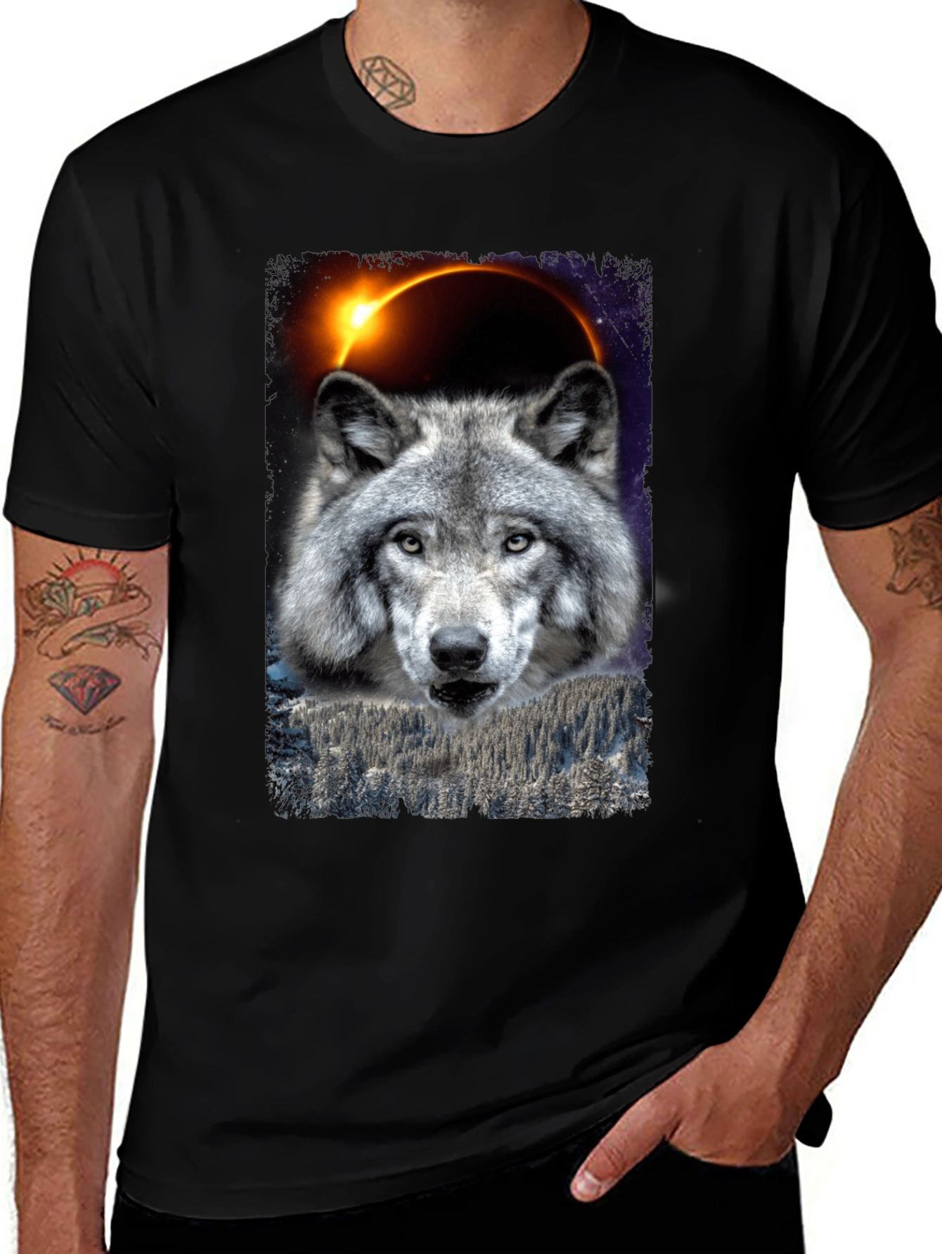 Wolf Eclipse Graphic Tee - Black T-Shirt