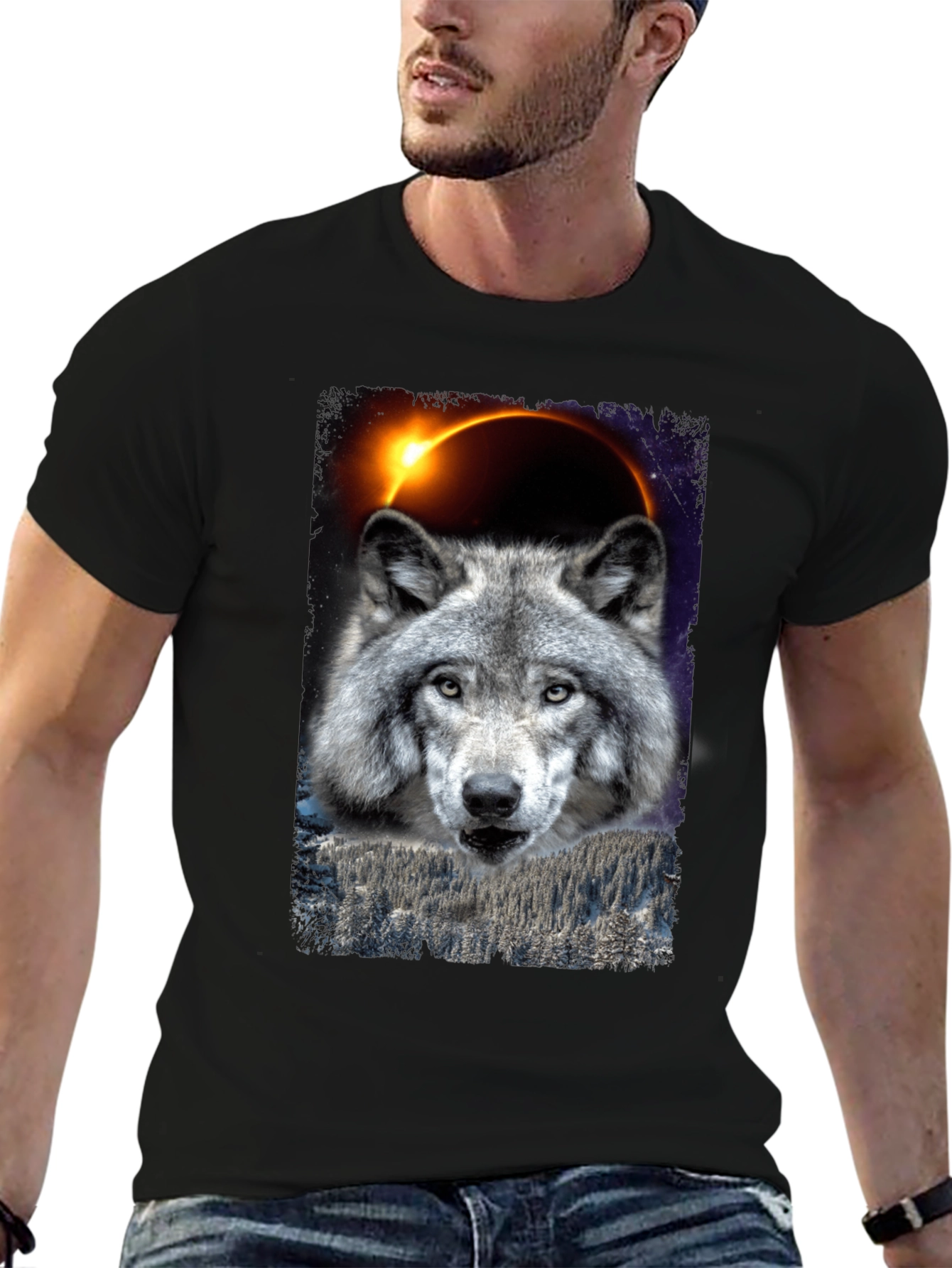 Wolf Eclipse Graphic Tee - Black T-Shirt