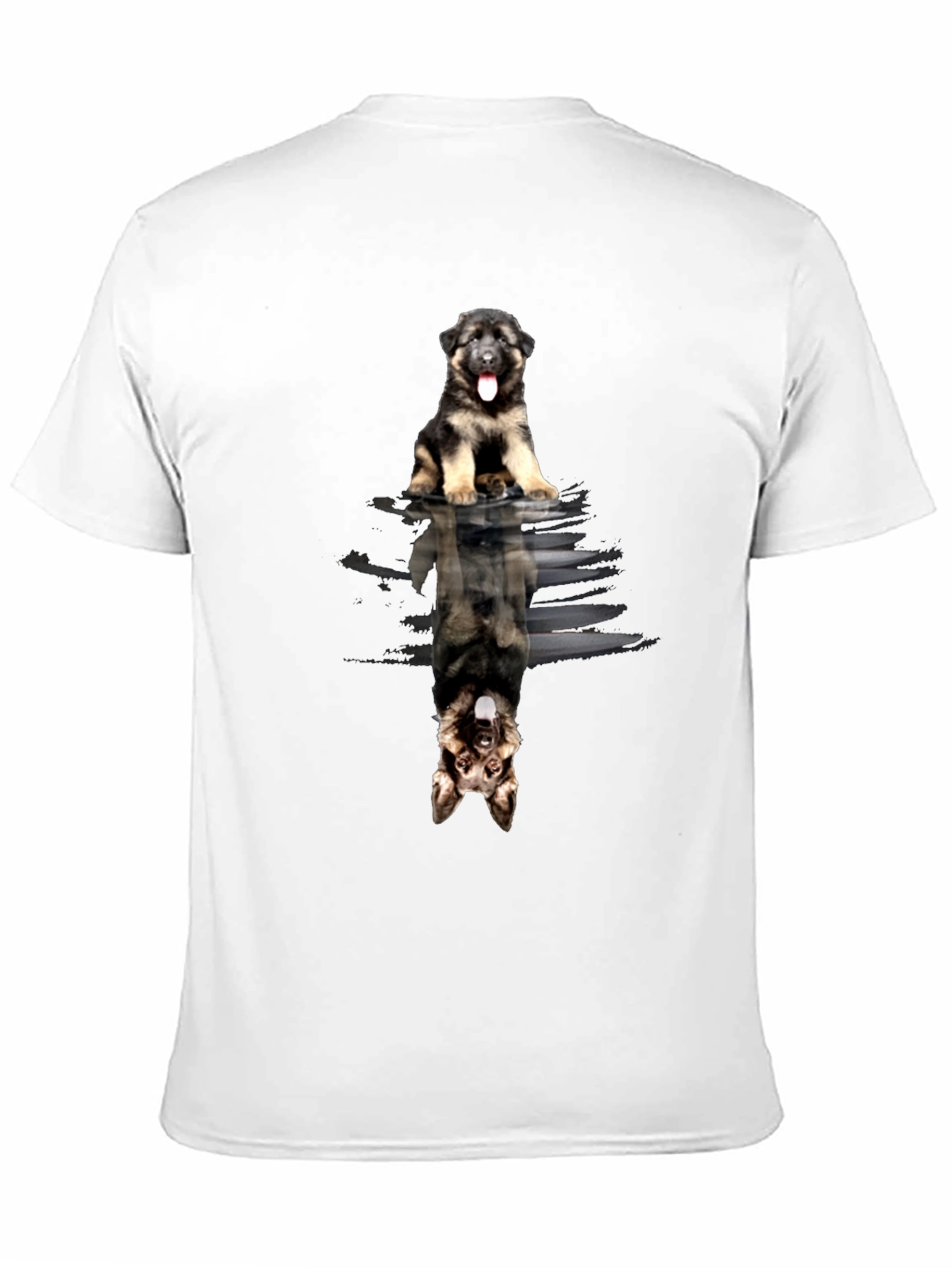 German Shepherd Puppy Reflection Black T-Shirt