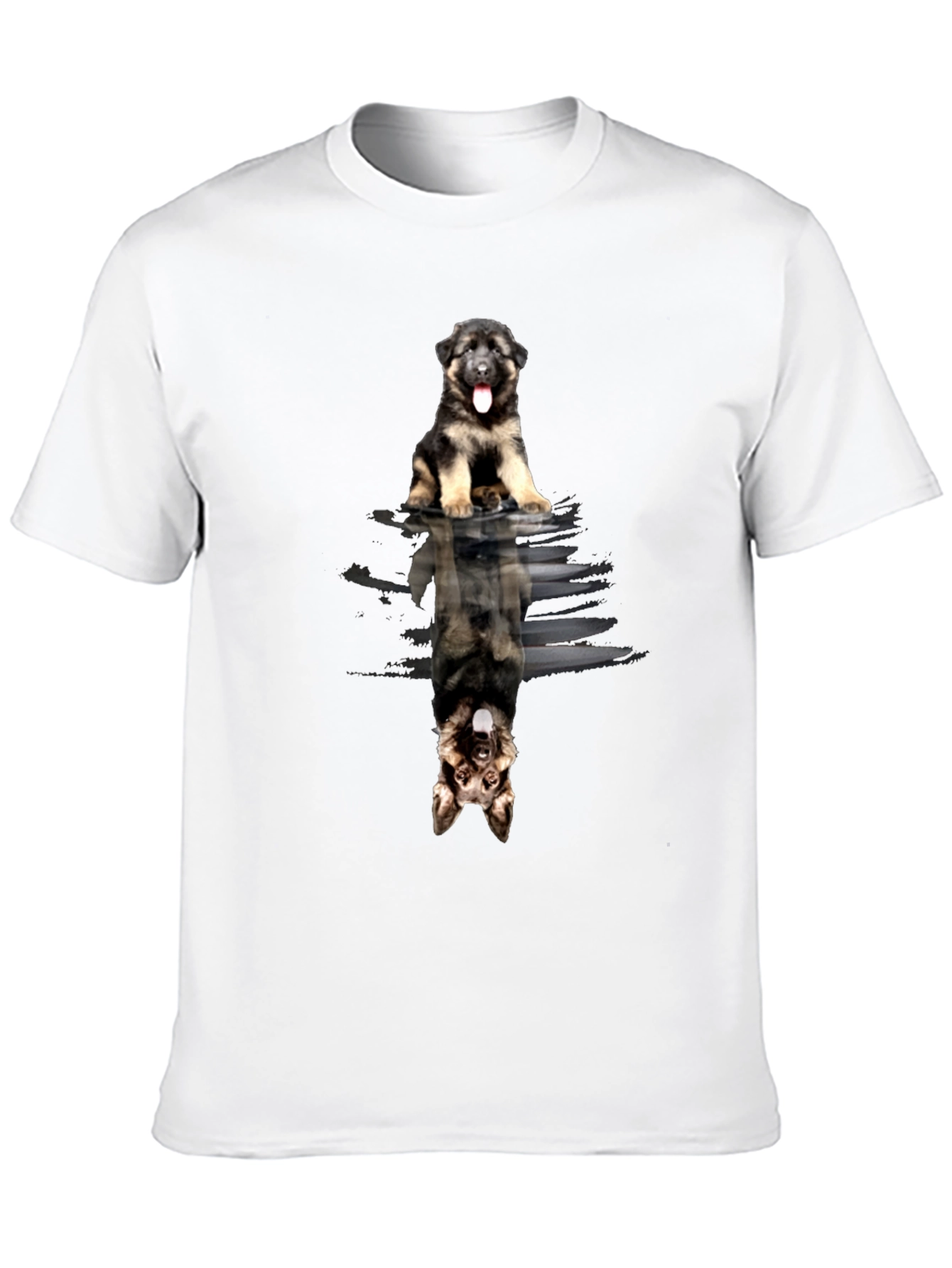 German Shepherd Puppy Reflection Black T-Shirt