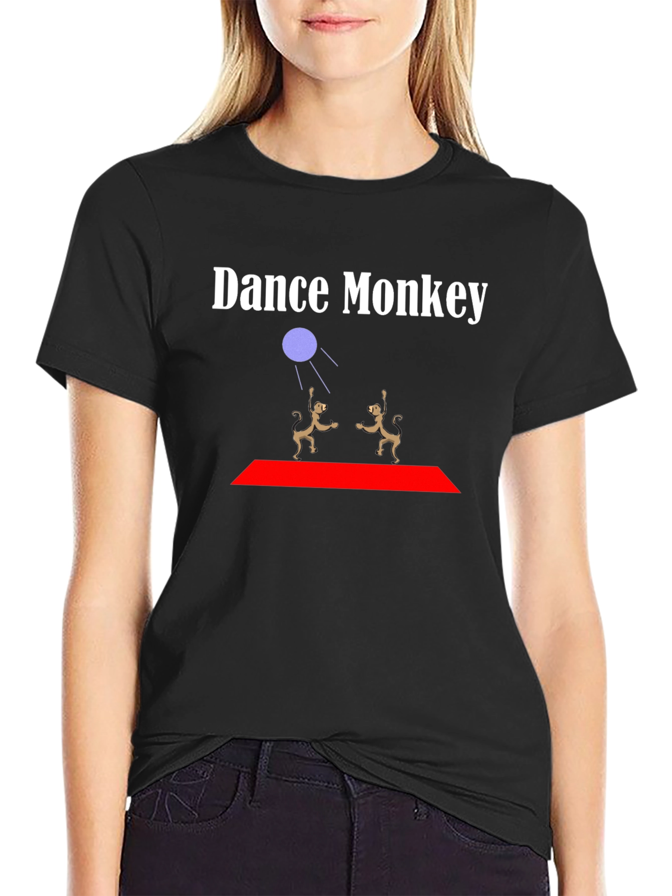 Dance Monkey Graphic Tee - Black Cotton T-Shirt